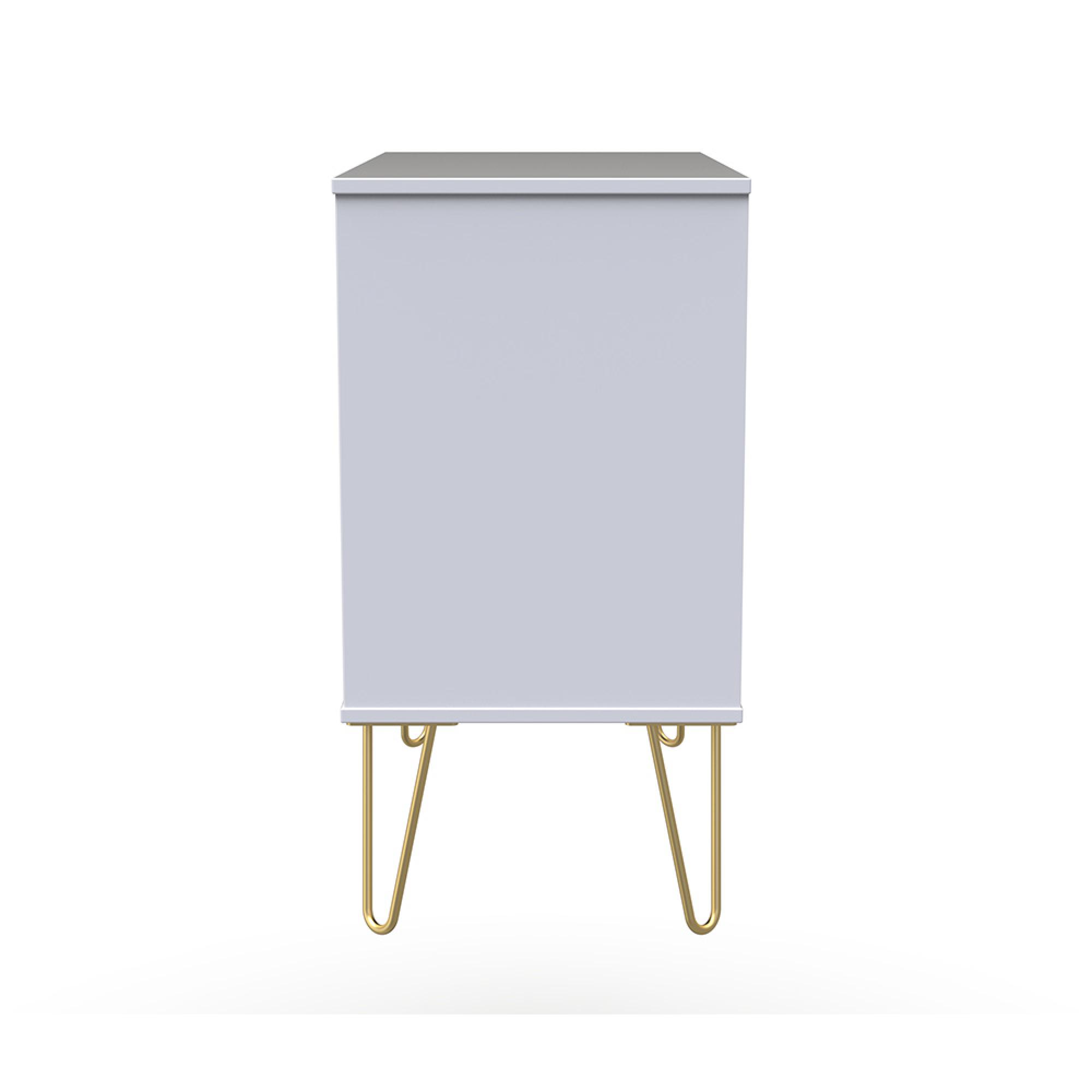 Diamond Small Chest - 3 Drawer - with Gold Hairpin Legs - Pink and White