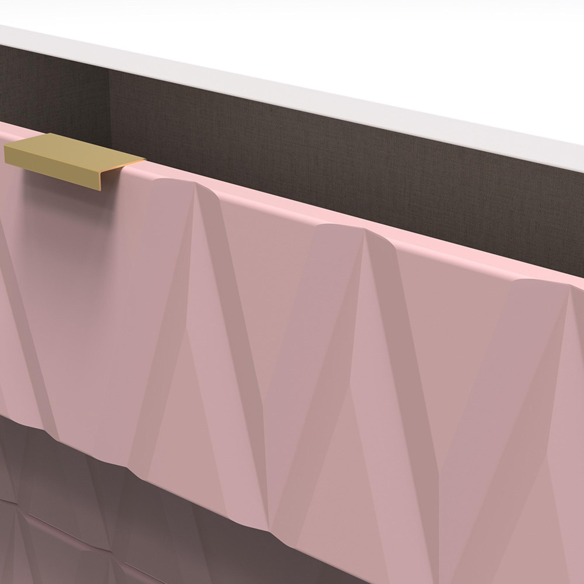Diamond Small Chest - 3 Drawer - with Gold Hairpin Legs - Pink and White