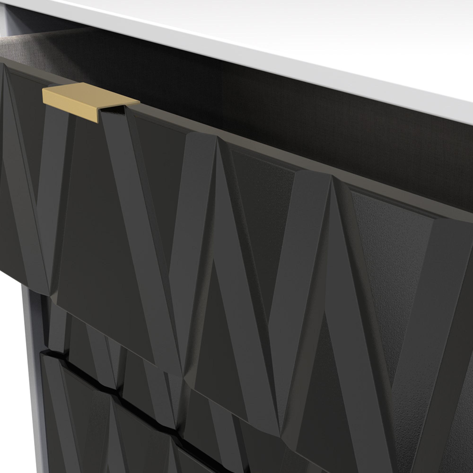 Diamond Chest - 4 Drawer - with Gold Hairpin Legs - Black and White