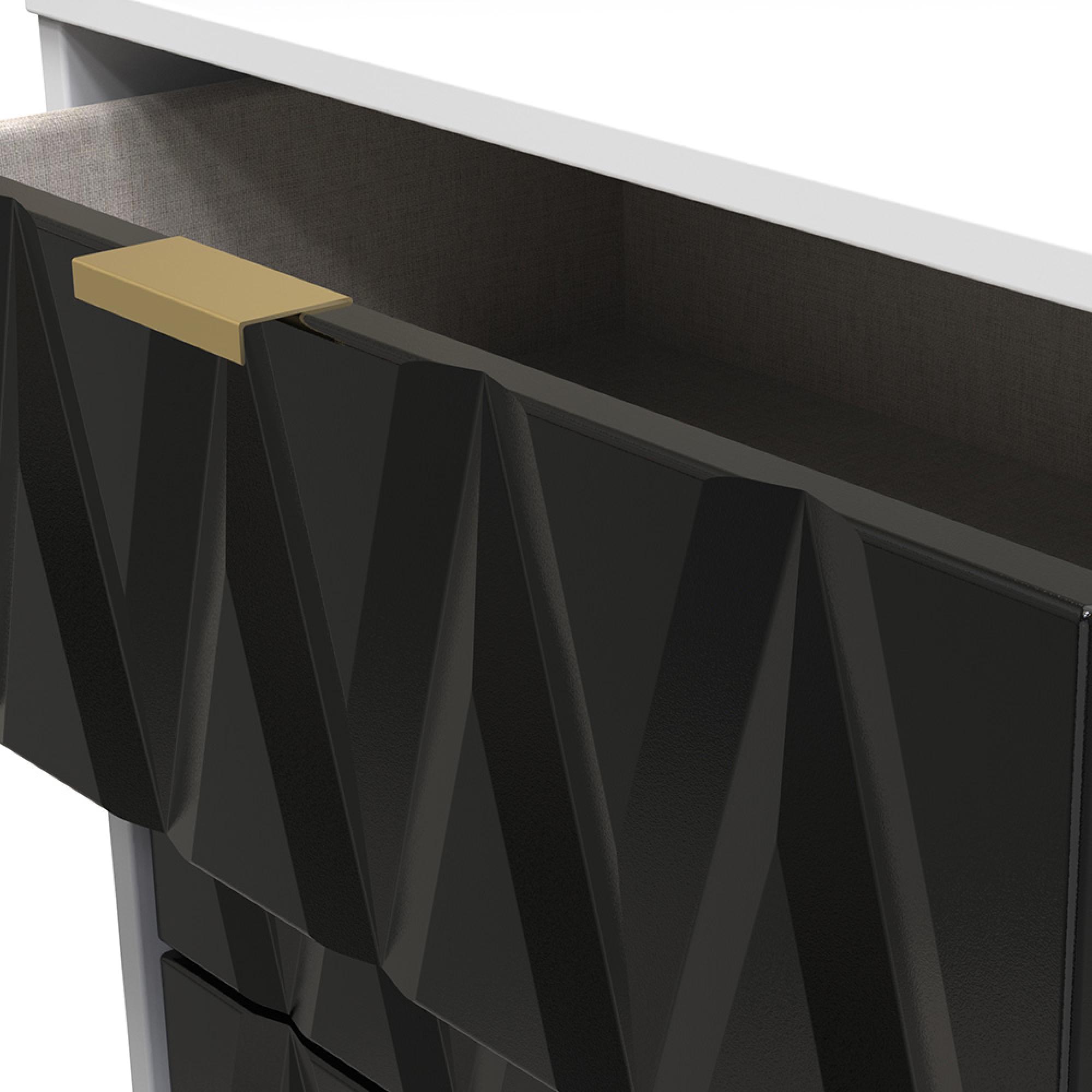 Diamond Midi Chest - 3 Drawer - with Gold Hairpin Legs - Black and White