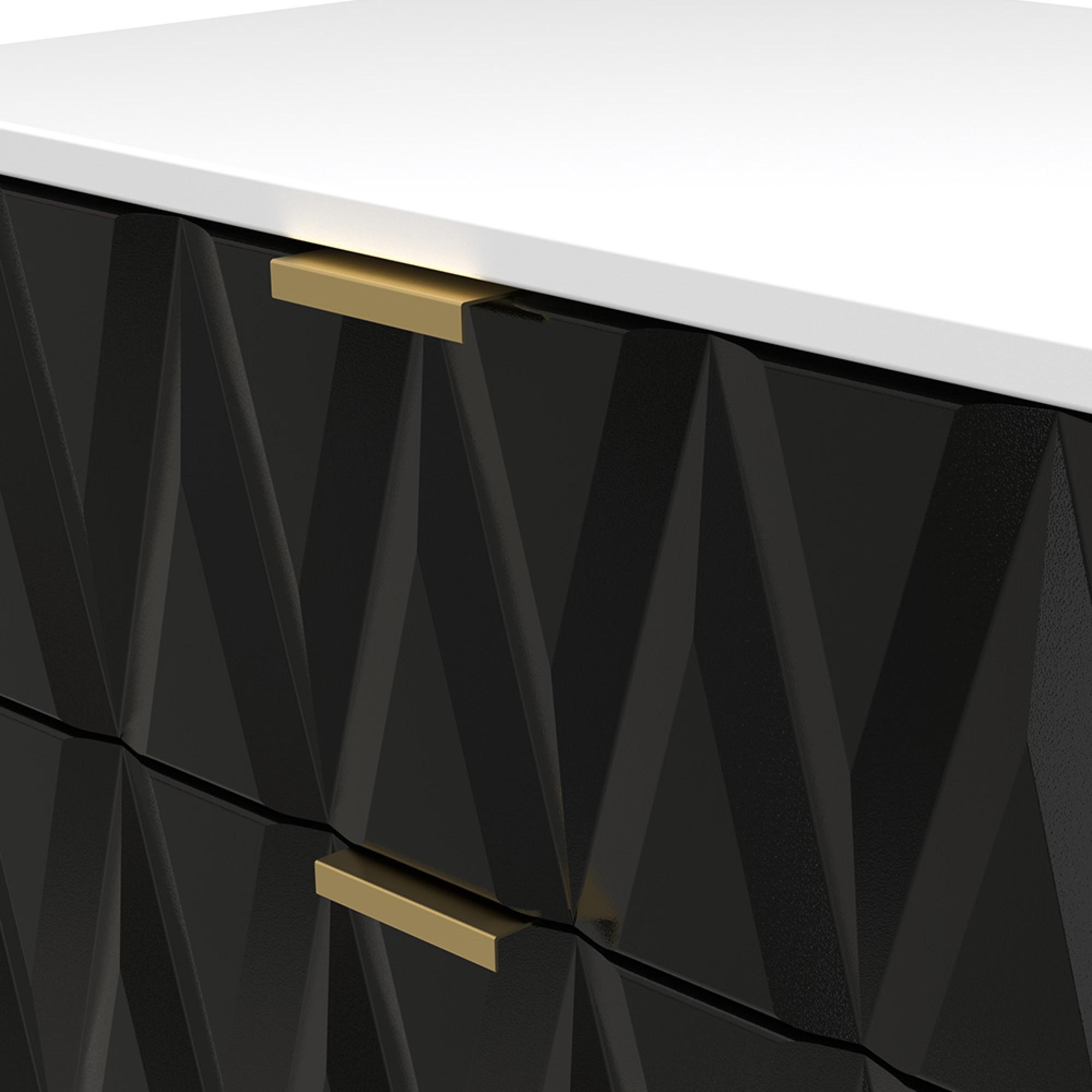 Diamond Midi Chest - 3 Drawer - with Gold Hairpin Legs - Black and White