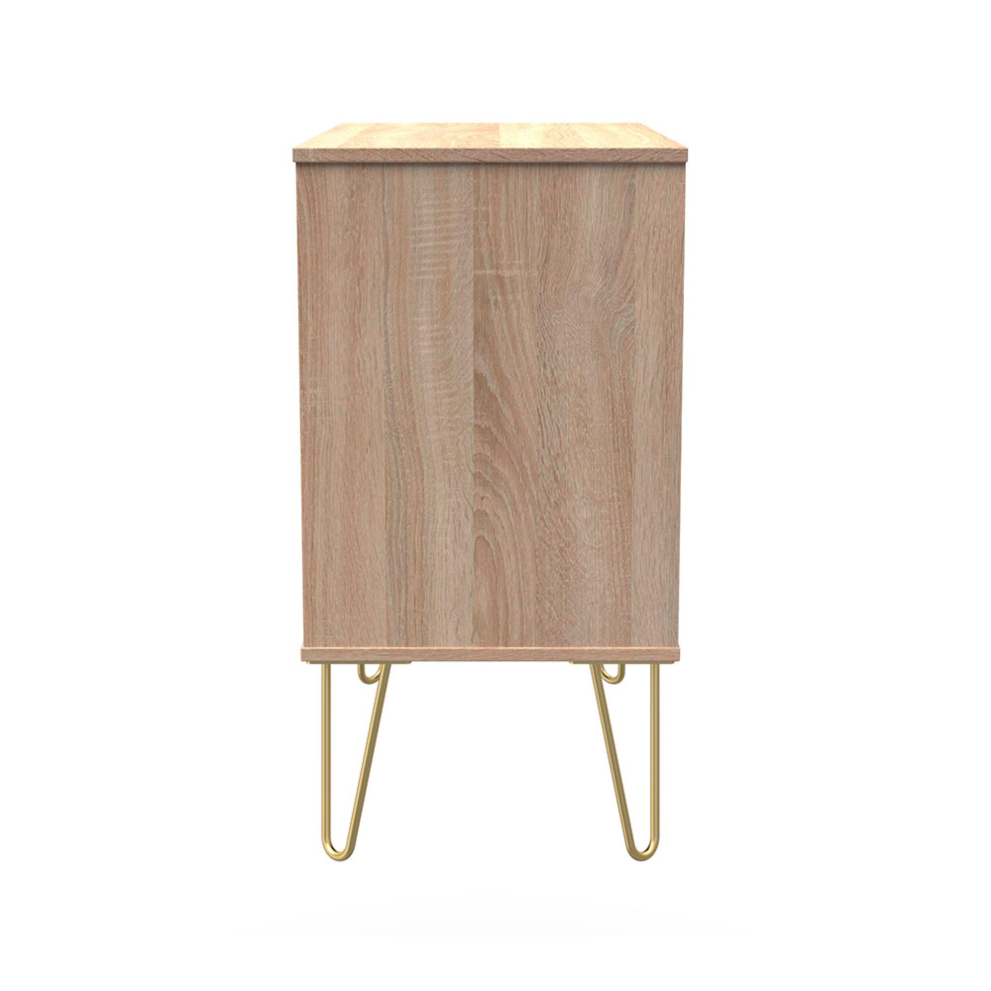 Diamond Small Chest - 3 Drawer - with Gold Hairpin Legs - Oak