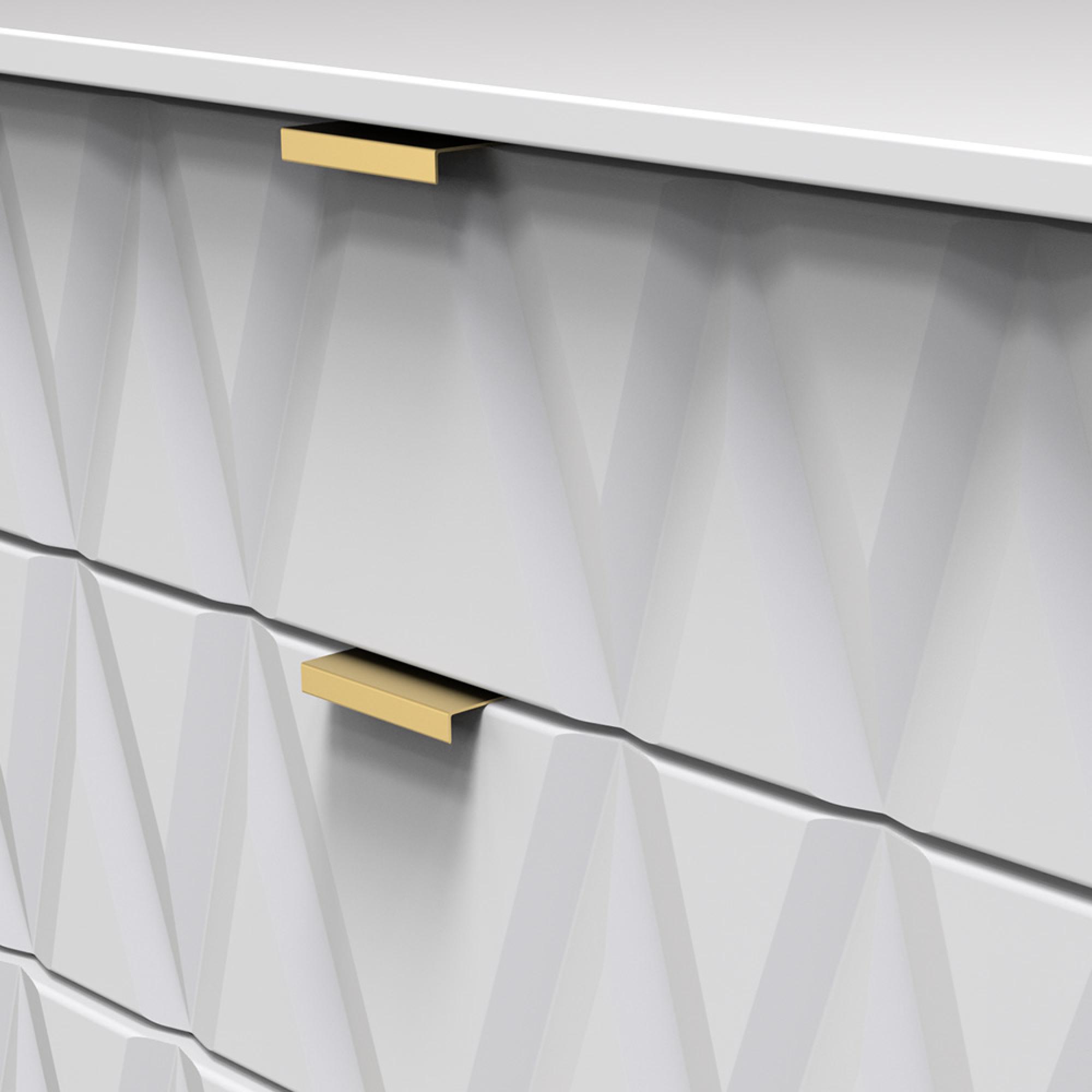 Diamond Chest - 4 Drawer - with Gold Hairpin Legs - White