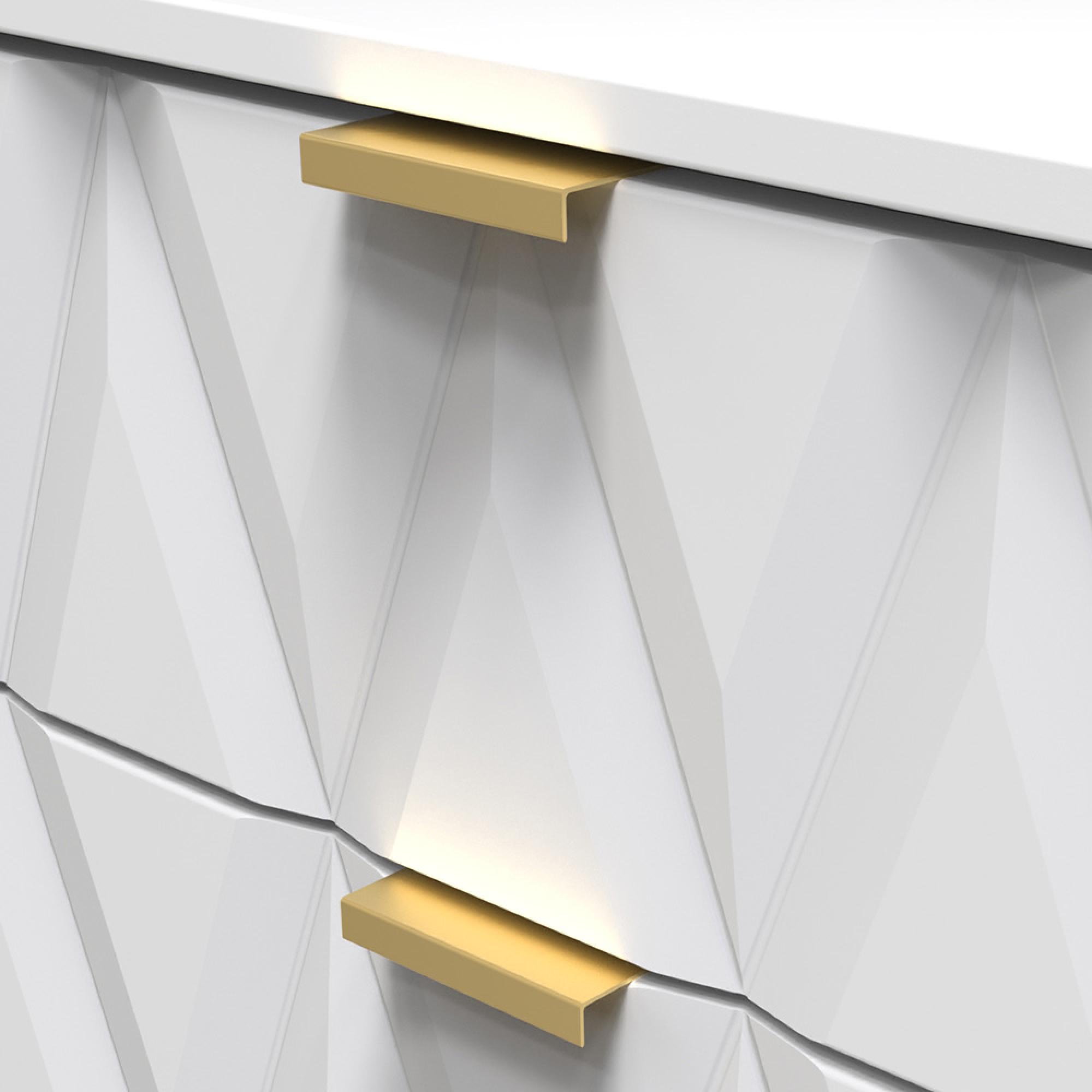 Diamond Narrow Chest - 5 Drawer - with Gold Hairpin Legs - White