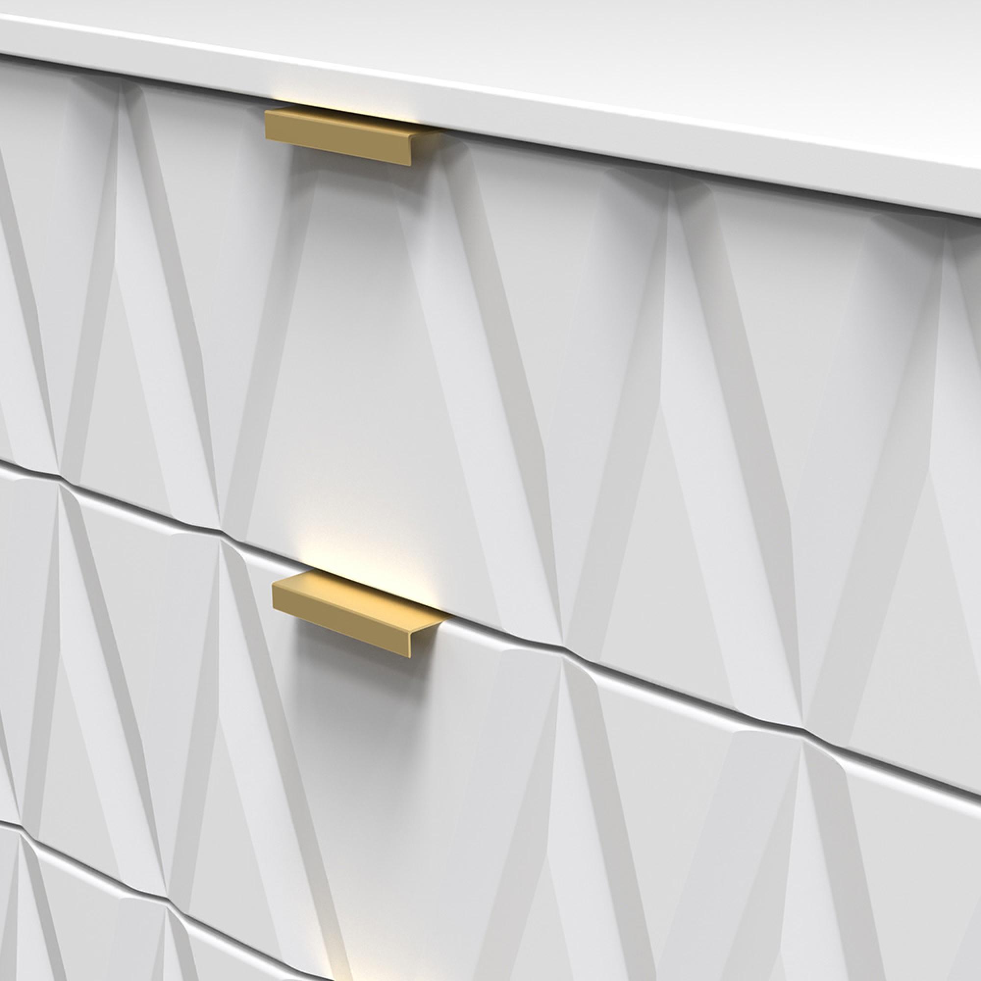 Diamond Small Chest - 3 Drawer - with Gold Hairpin Legs - White