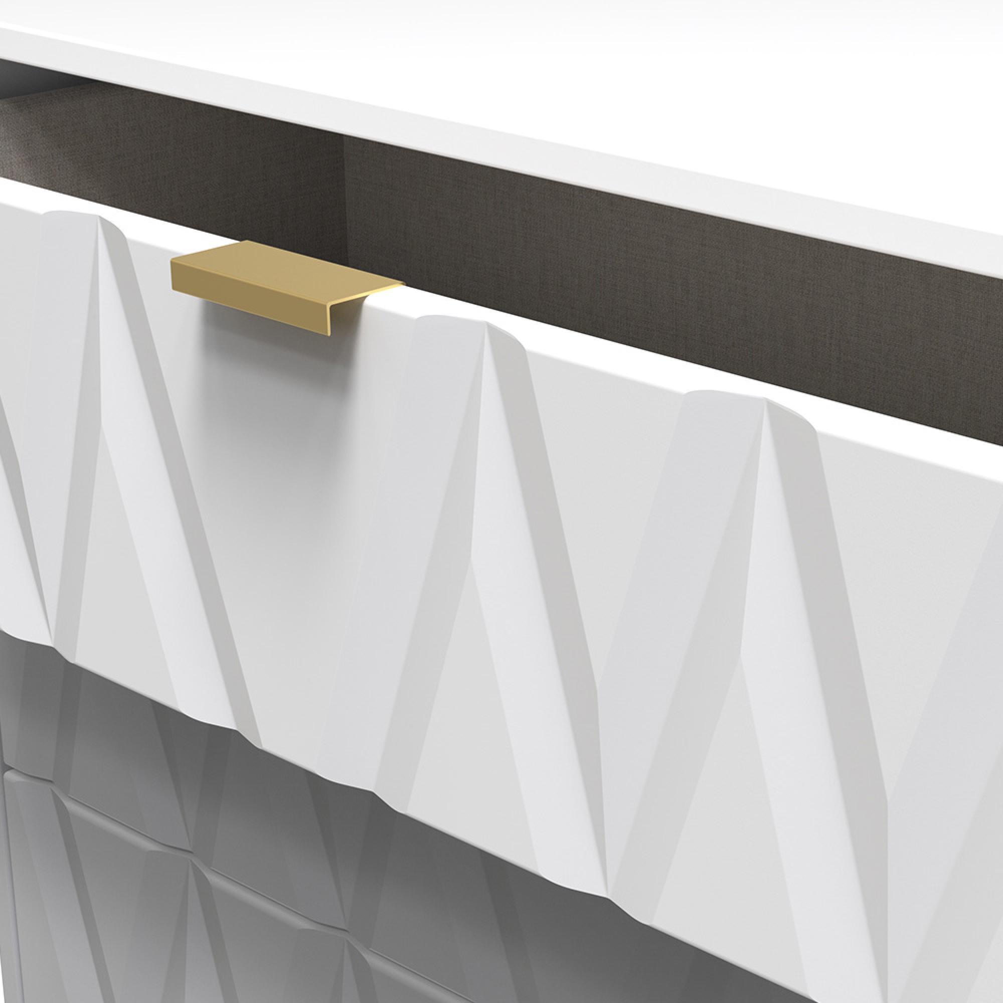 Diamond Small Chest - 3 Drawer - with Gold Hairpin Legs - White