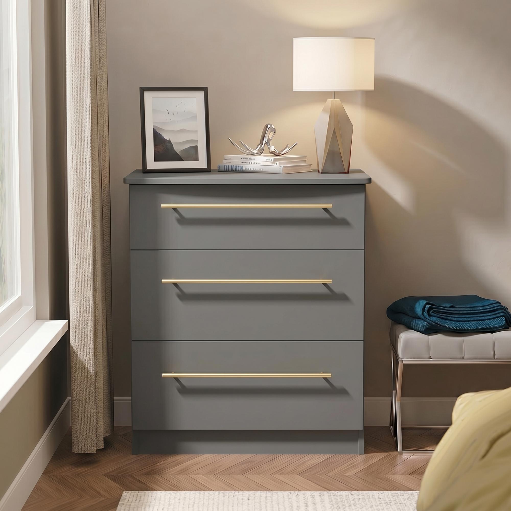 Haworth Chest - 3 Drawer - Small - Grey