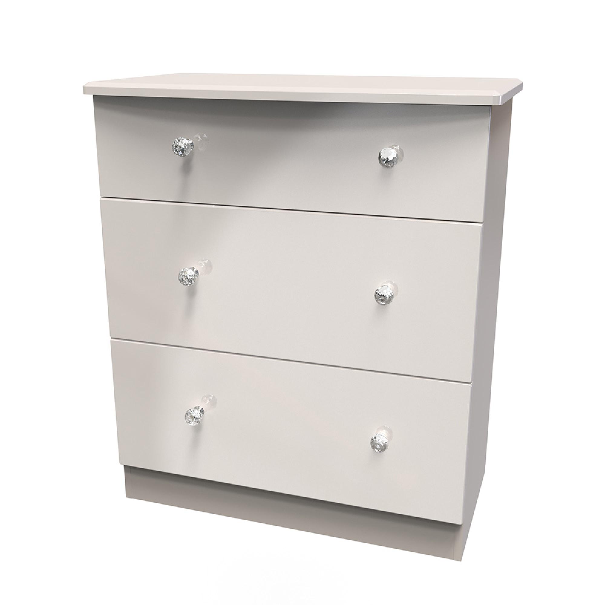 Lumiere Chest - Deep - 3 Drawer - Cashmere Gloss