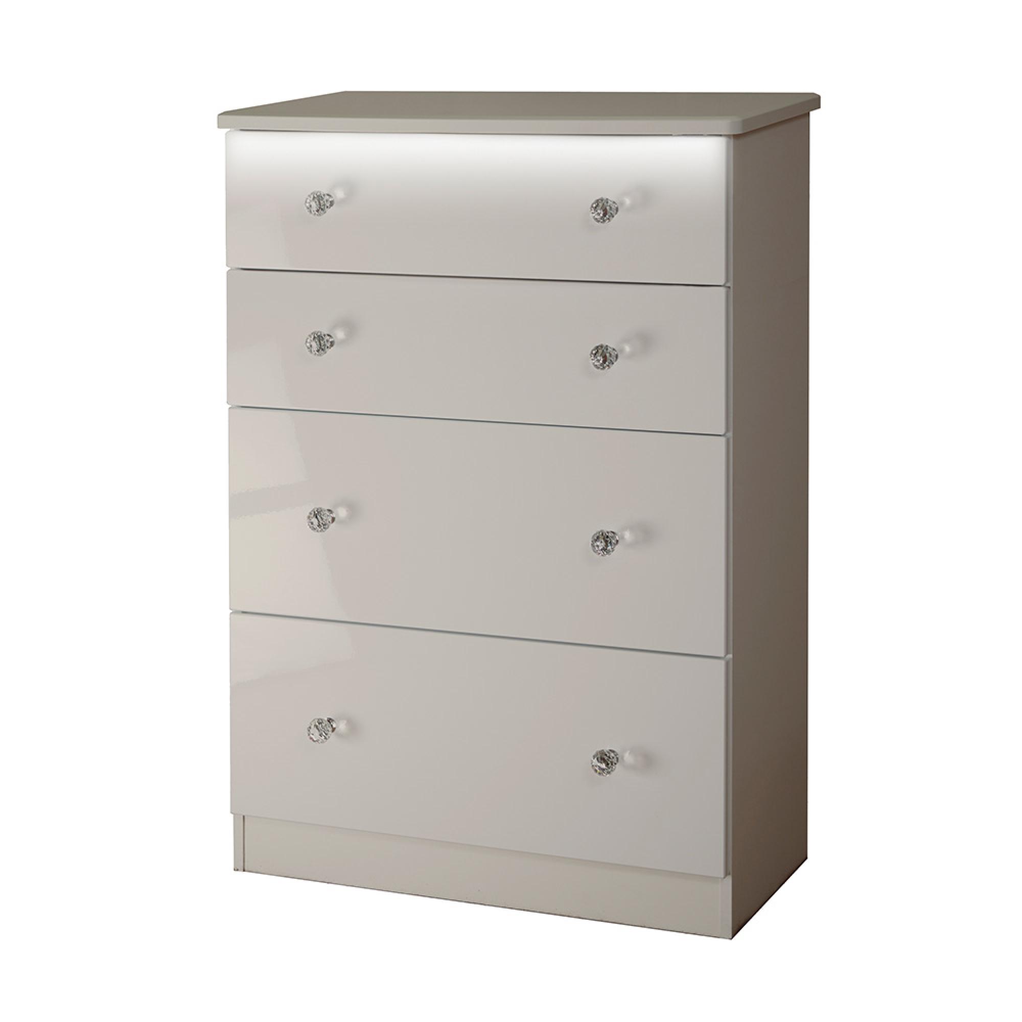 Lumiere Chest - Deep - 4 Drawer - Cashmere Gloss