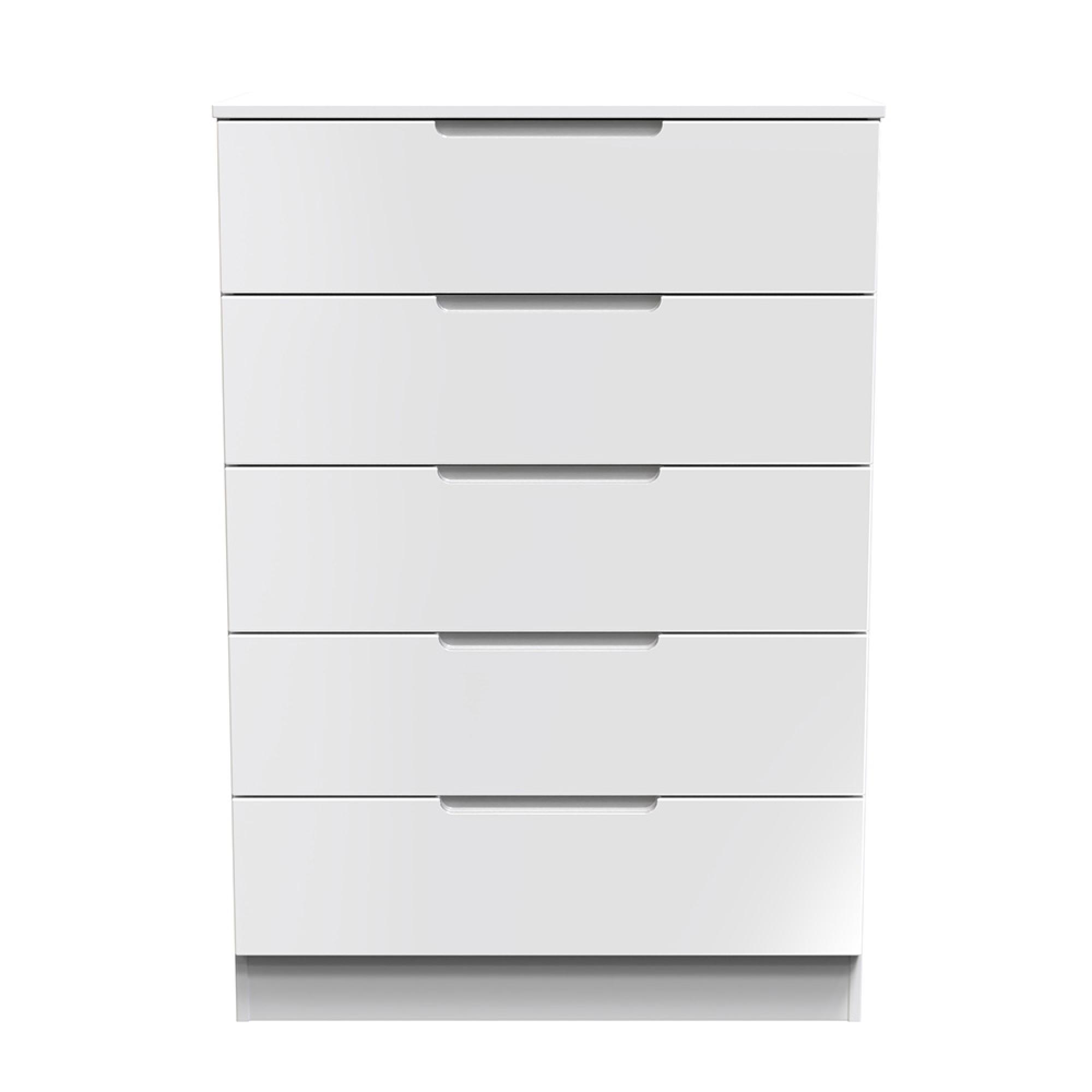 Milan Chest - 5 Drawer - White Gloss