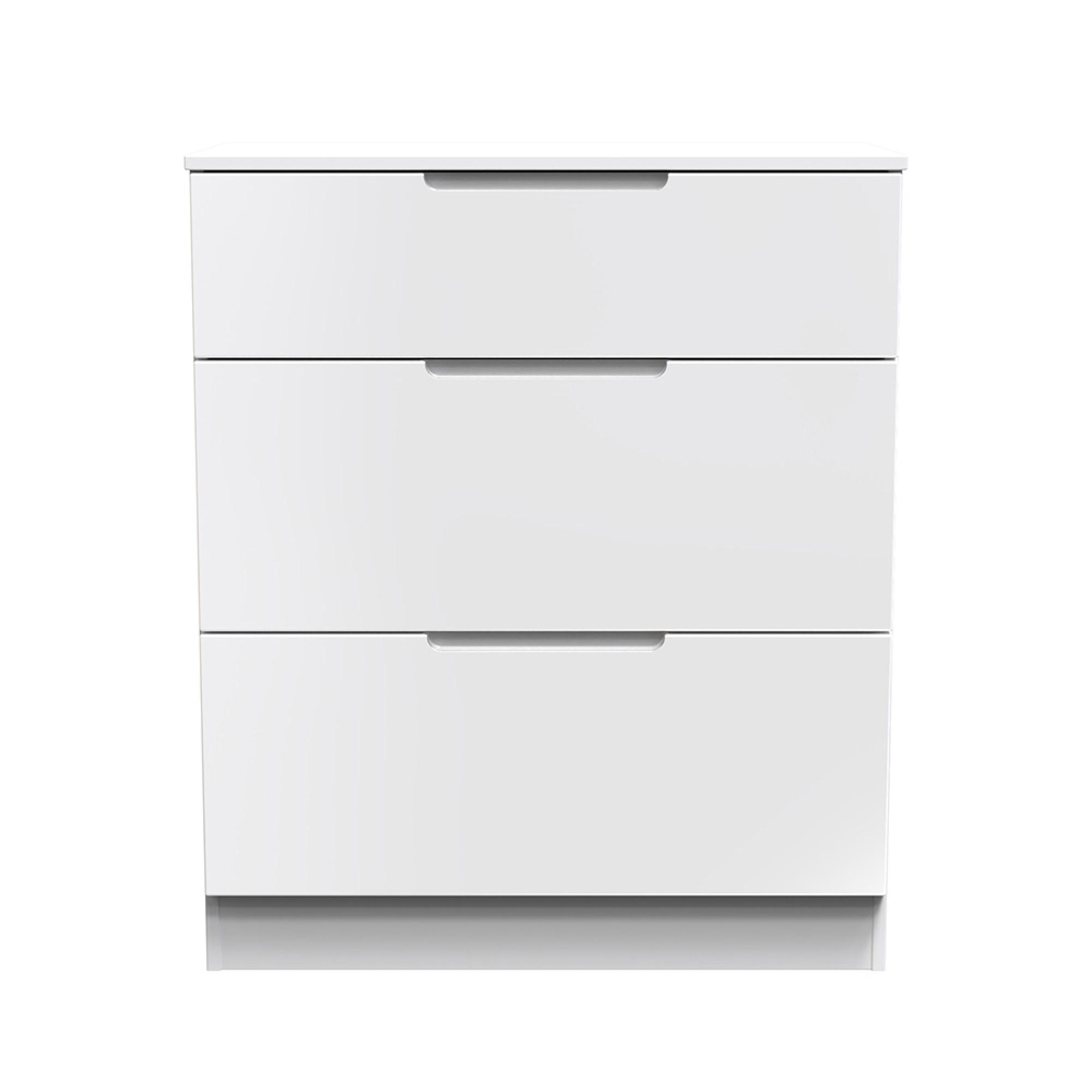 Milan Chest - Deep - 3 Drawer - White Gloss