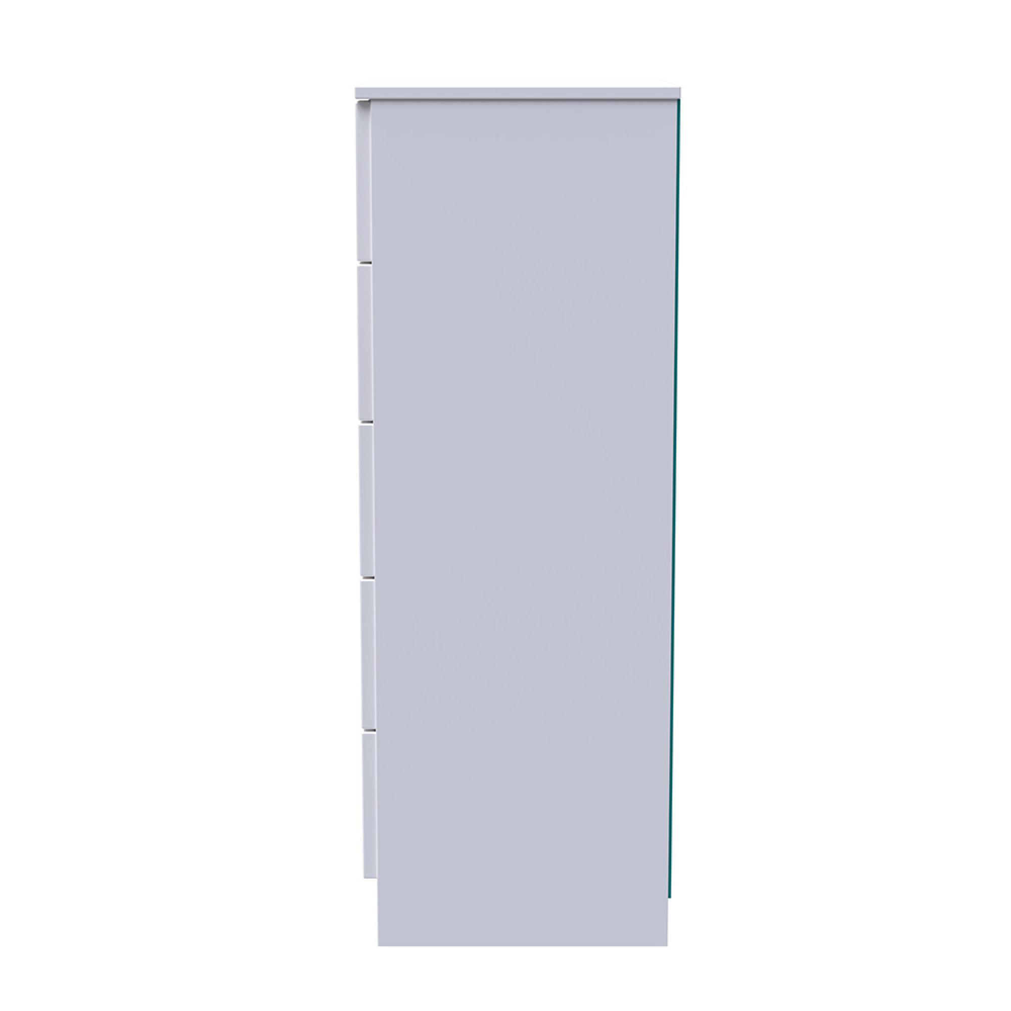 Milan Chest - Narrow - 5 Drawer - White Gloss