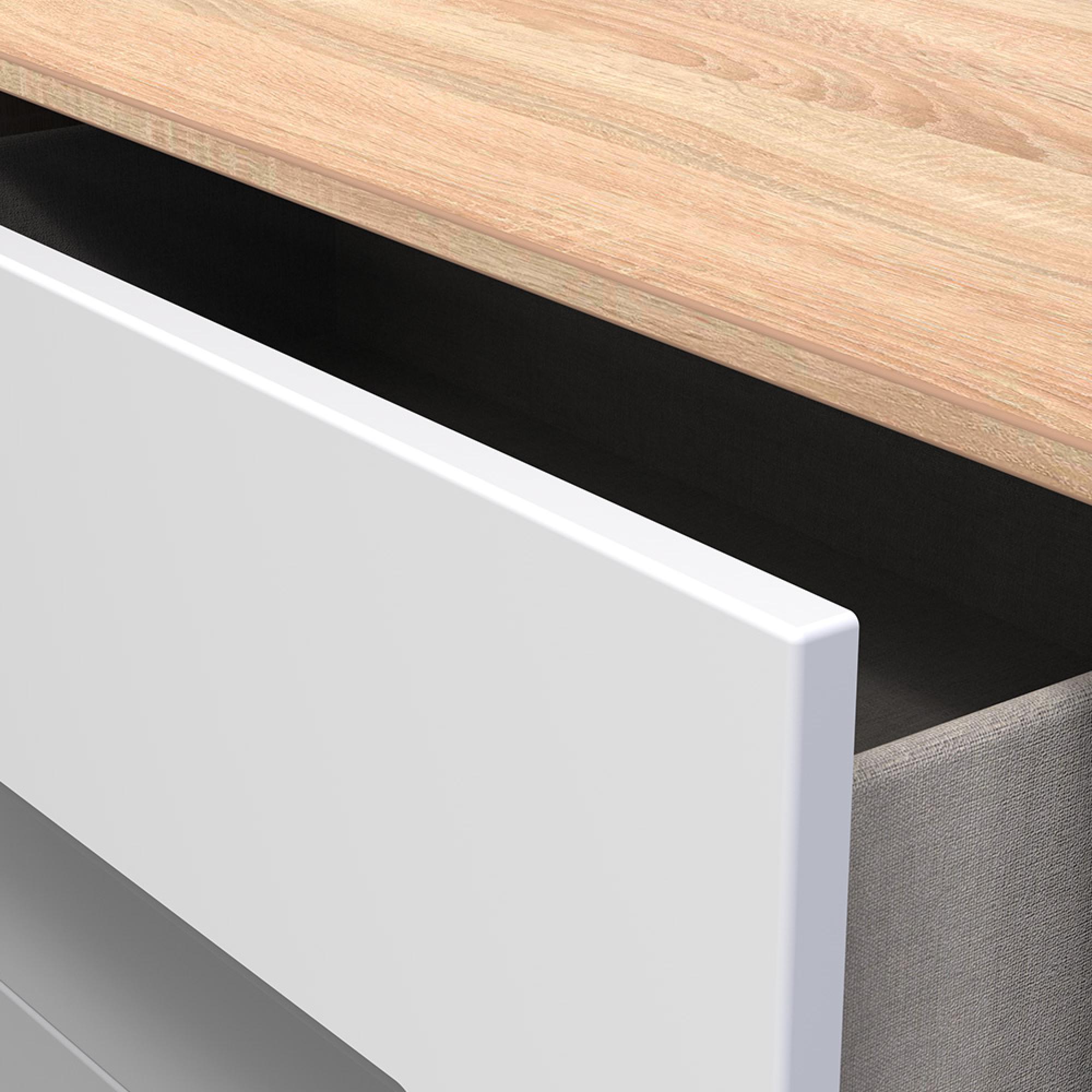 Monaco Chest - Deep - 4 Drawer - White Matt and Oak