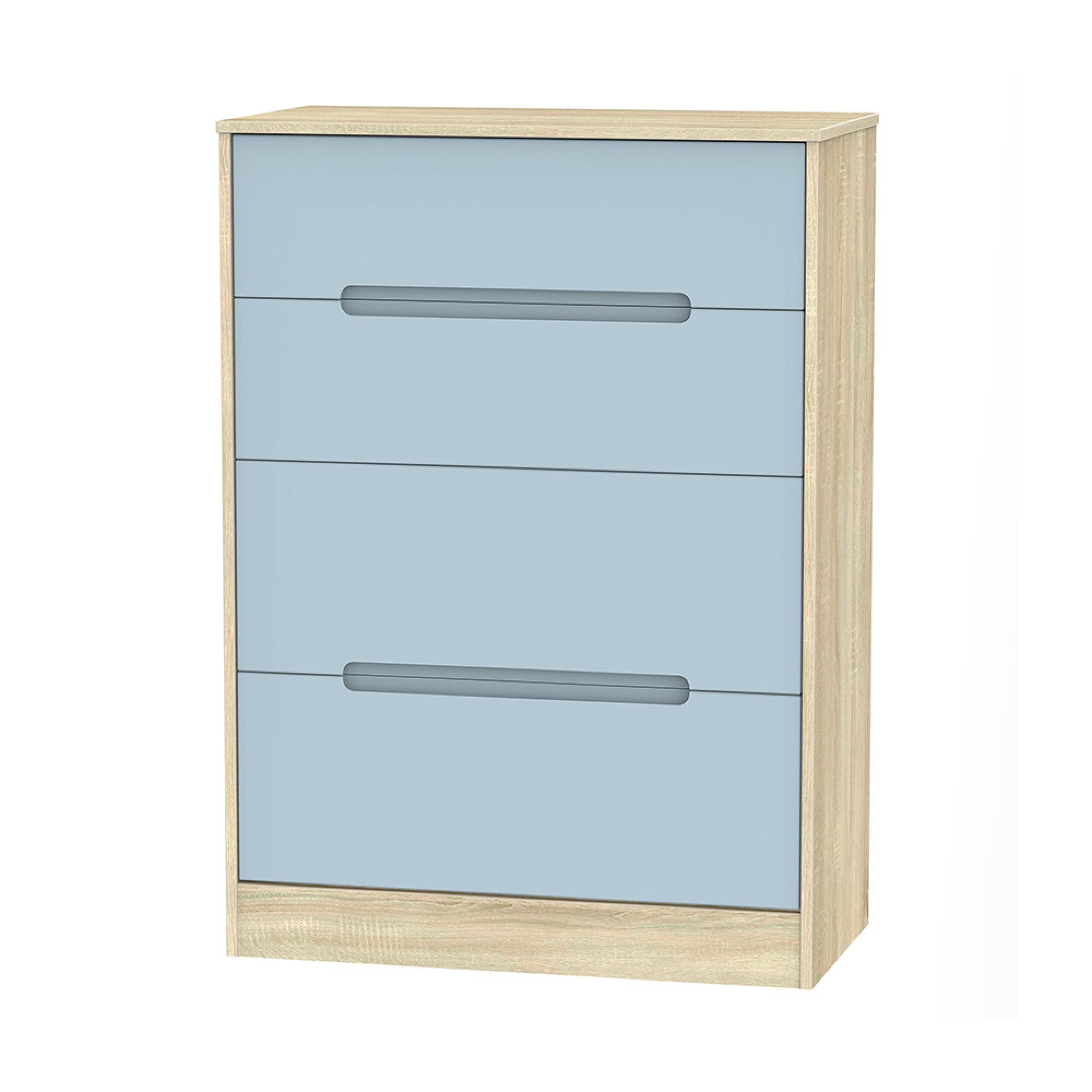 Monaco Chest - Deep - 4 Drawer - Denim and Oak