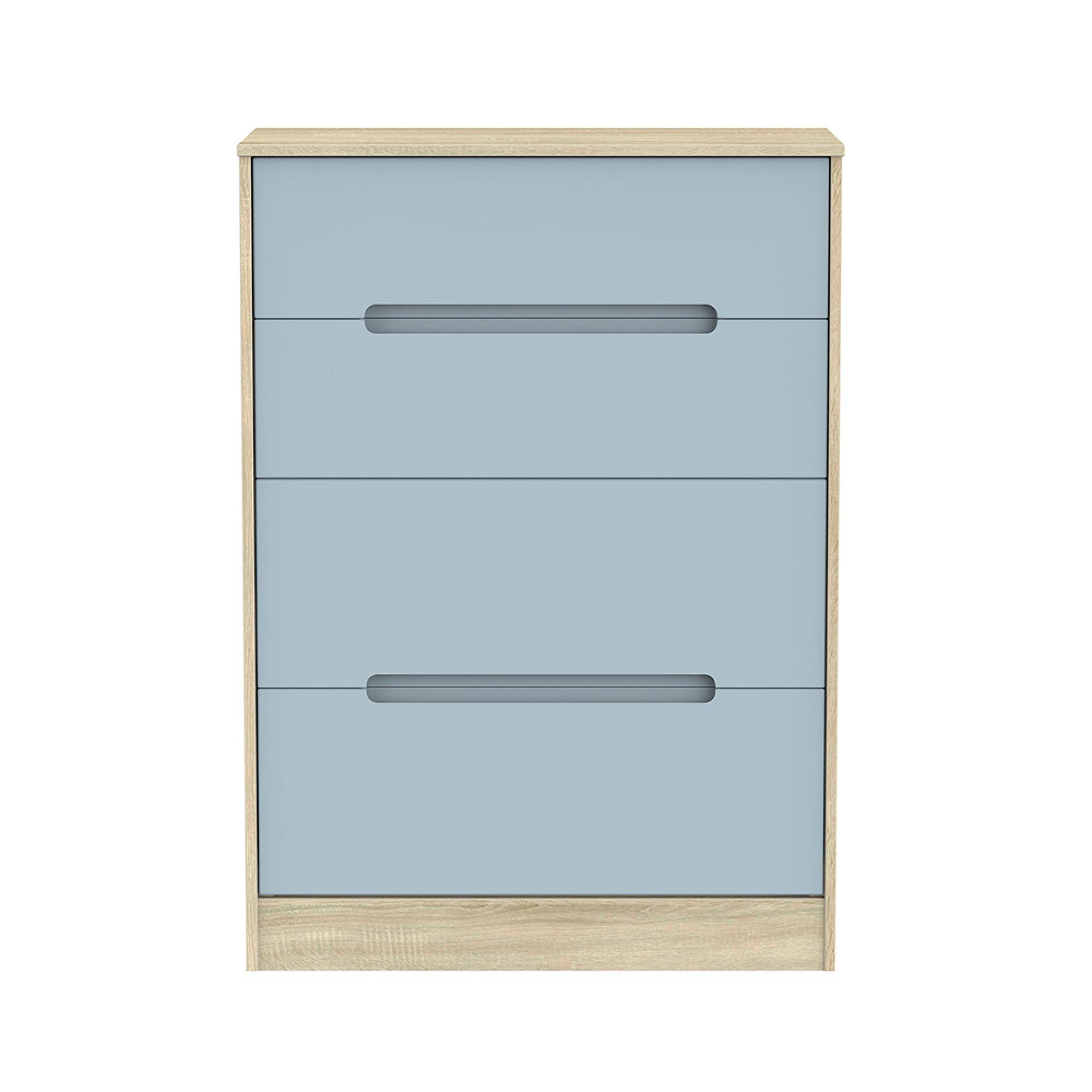 Monaco Chest - Deep - 4 Drawer - Denim and Oak