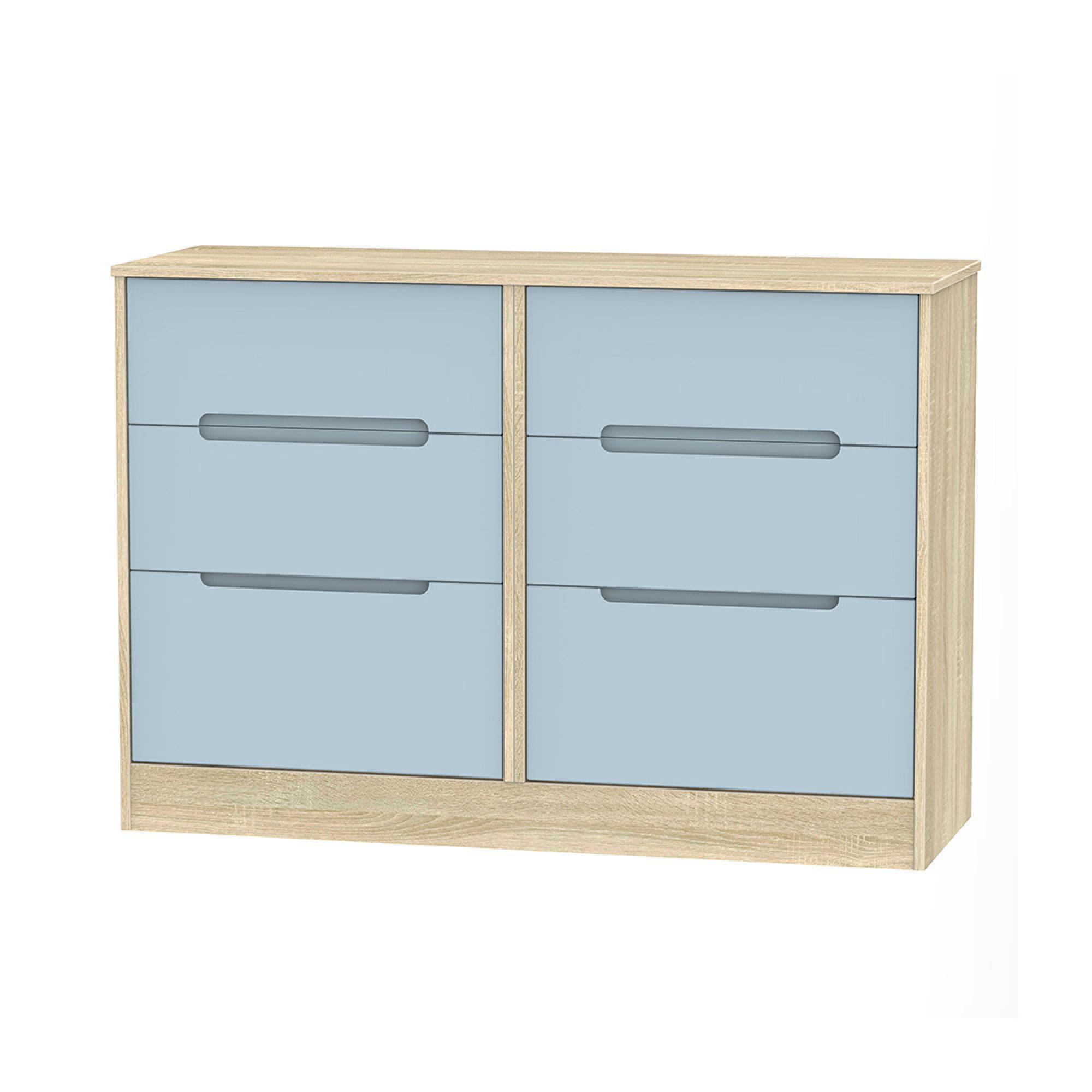 Monaco Chest - Midi - 6 Drawer - Denim and Oak