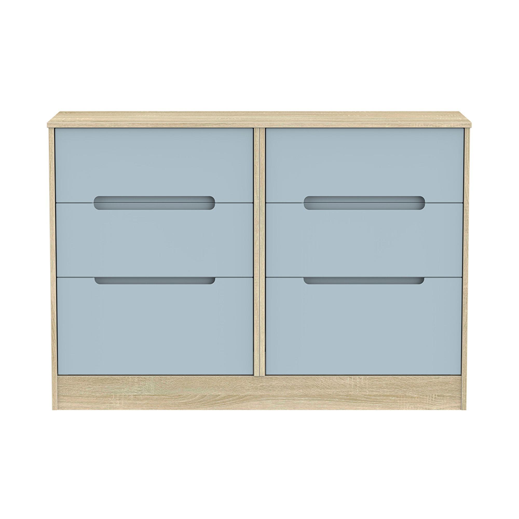 Monaco Chest - Midi - 6 Drawer - Denim and Oak