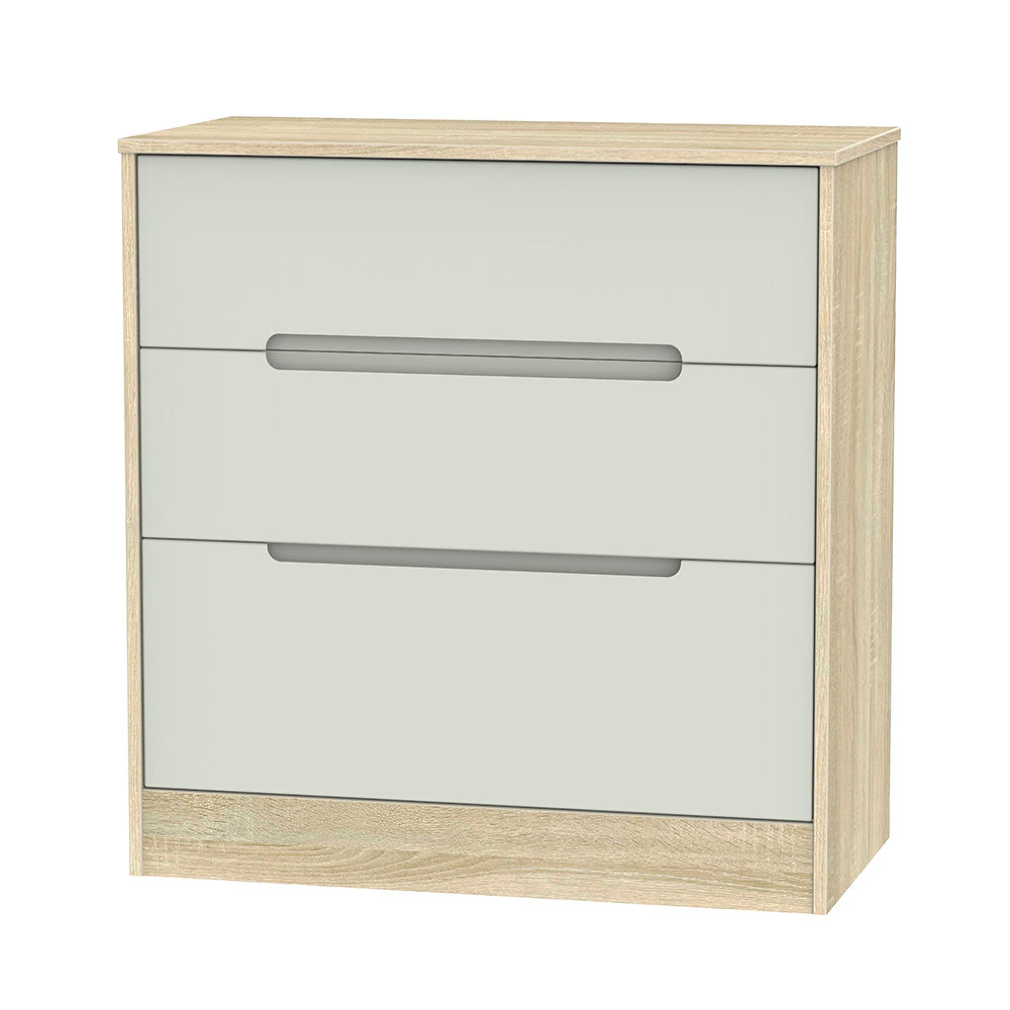 Monaco Chest - Deep - 3 Drawer - Cashmere and Oak