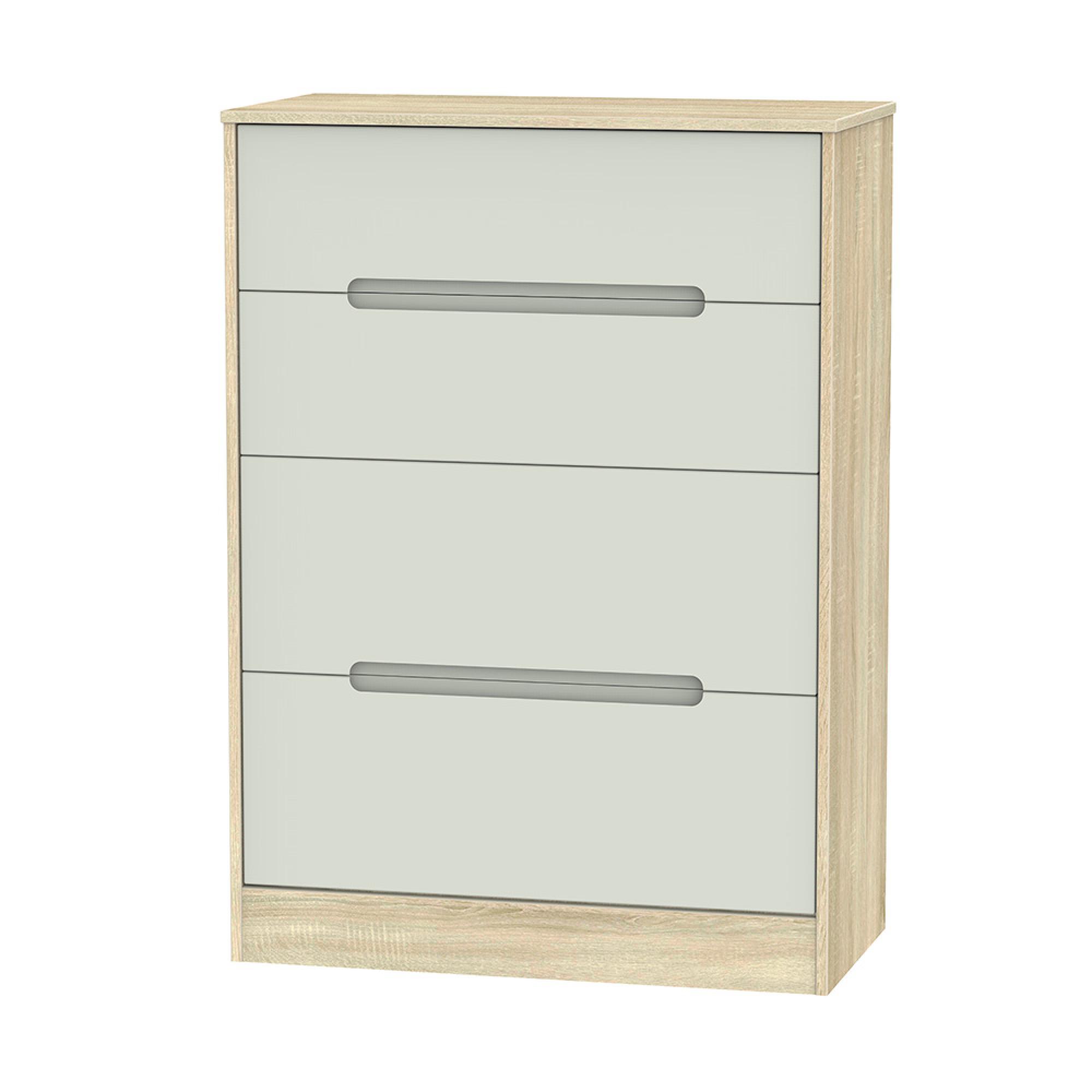 Monaco Chest - Deep - 4 Drawer - Cashmere and Oak
