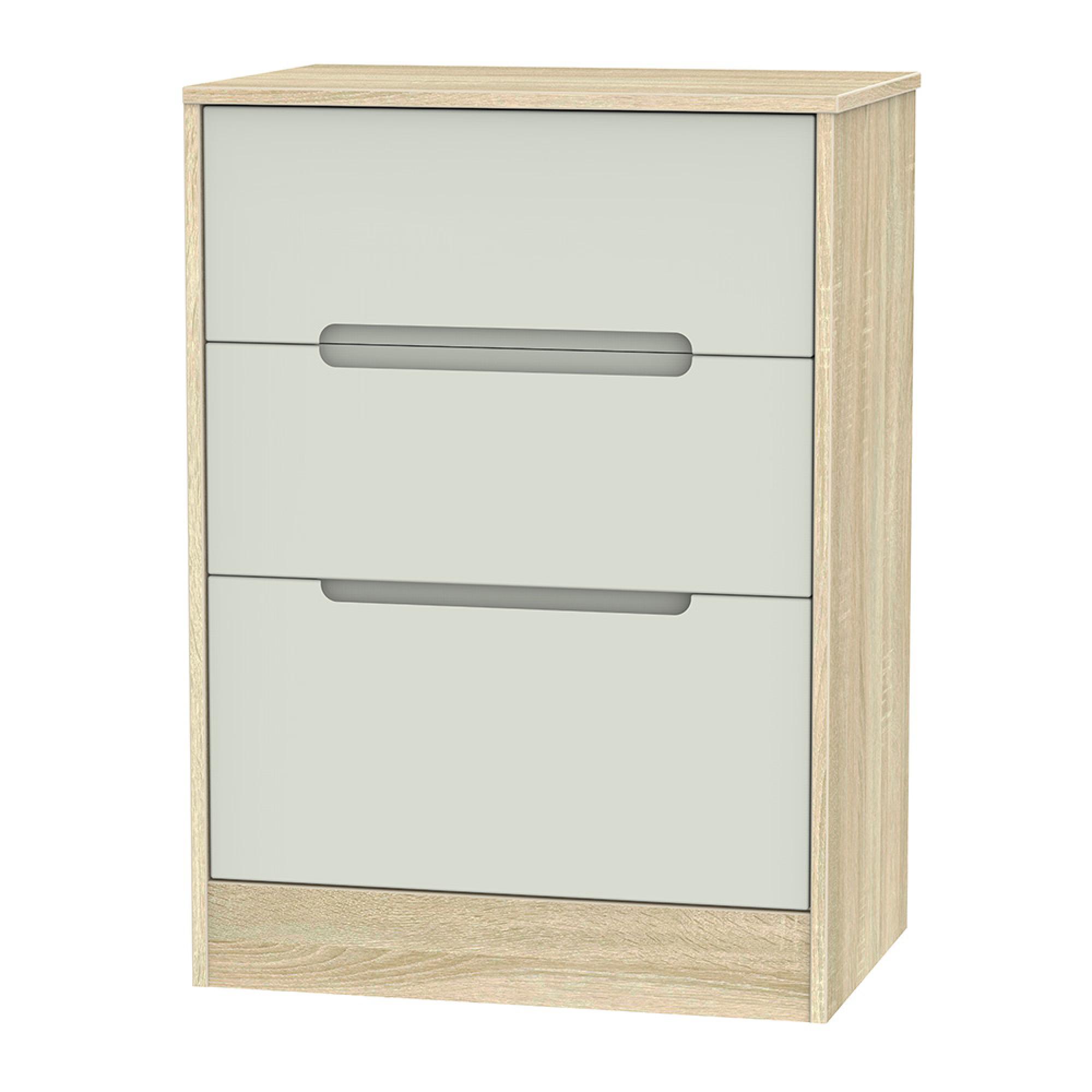 Monaco Chest - Deep Midi - 3 Drawer - Cashmere and Oak