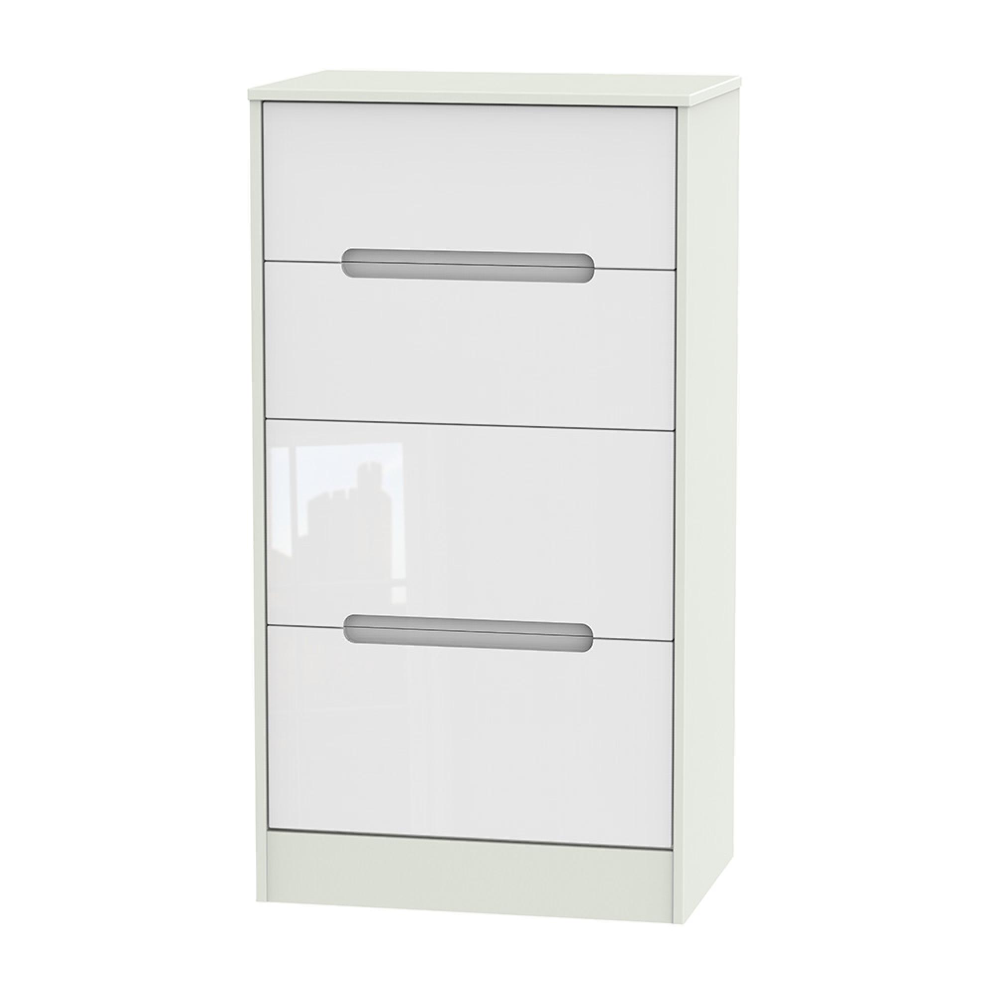 Monaco Chest - Deep Midi - 4 Drawer - White Gloss and Cashmere