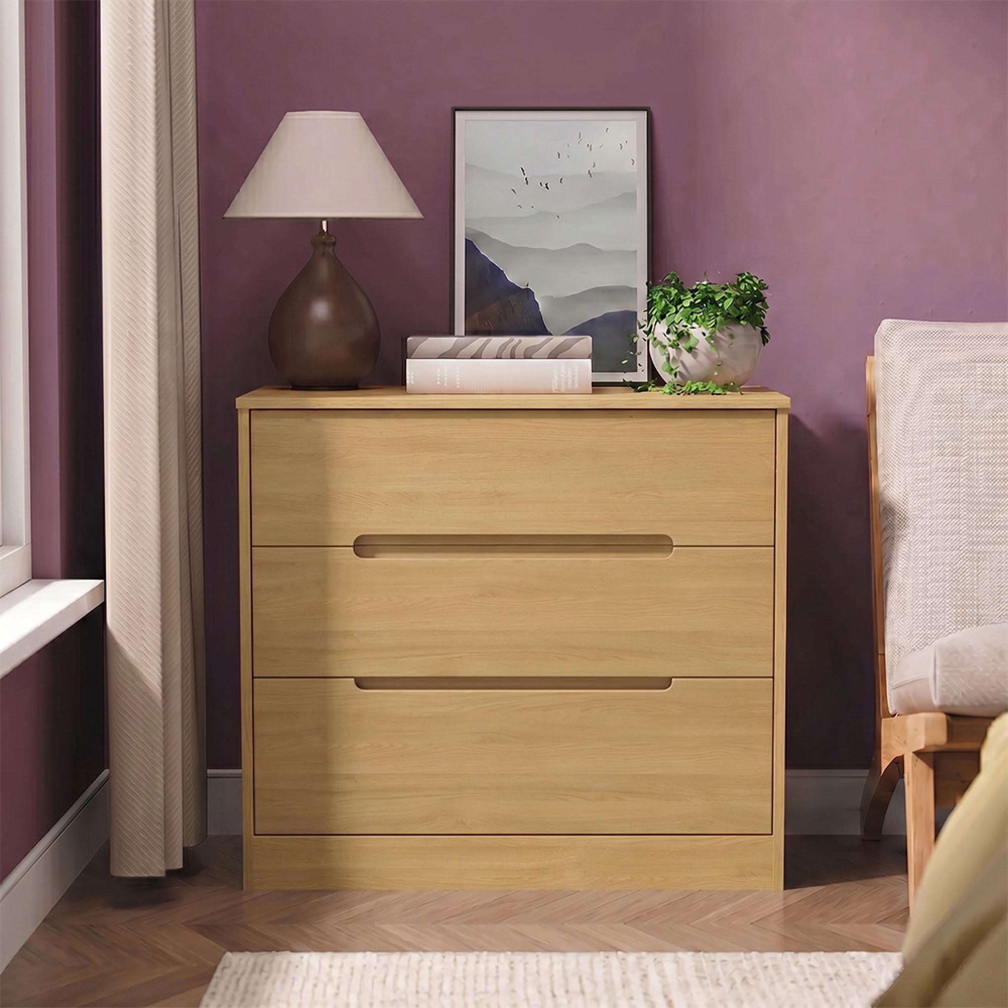 Monaco Chest - Deep - 3 Drawer - Modern Oak