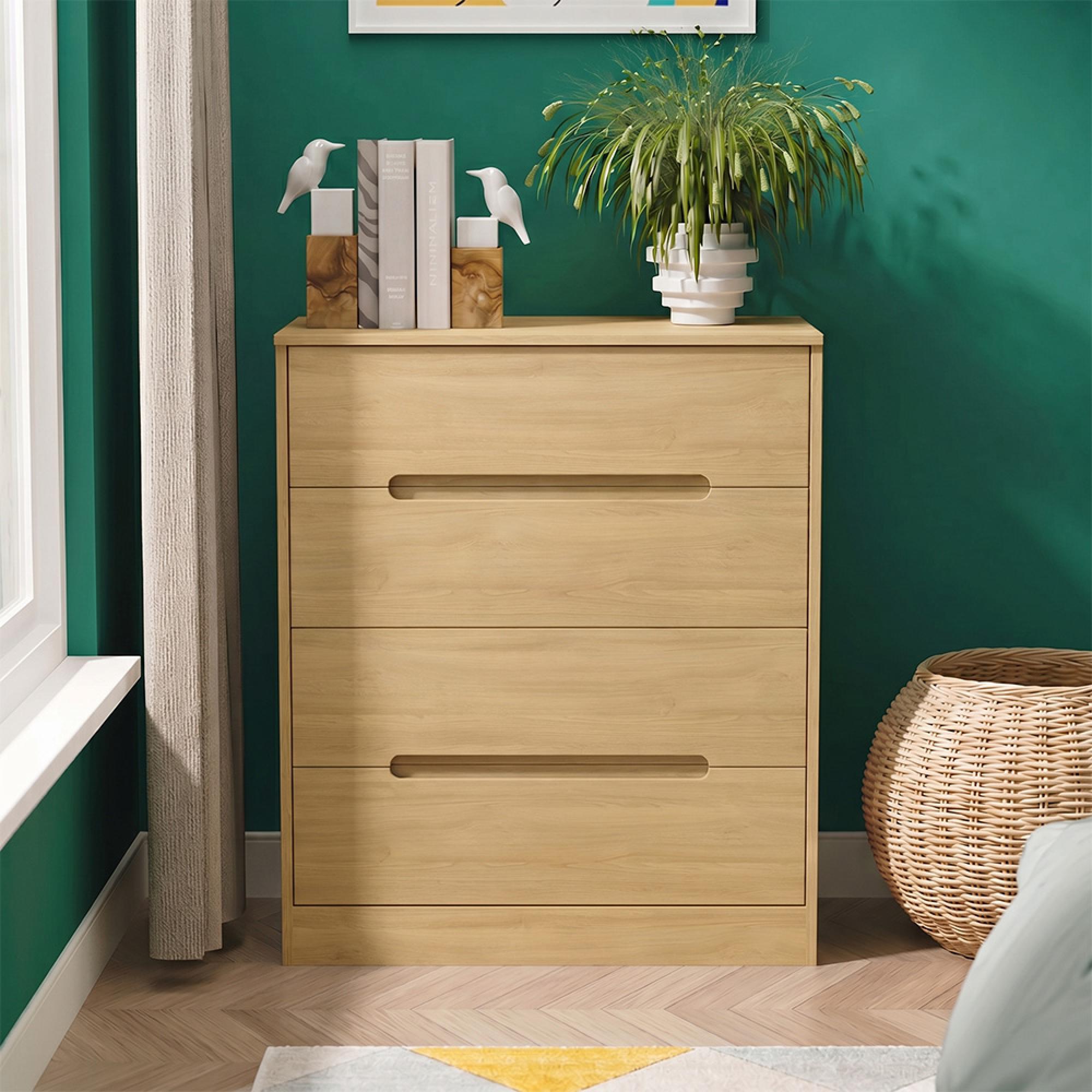 Monaco Chest - Deep - 4 Drawer - Modern Oak