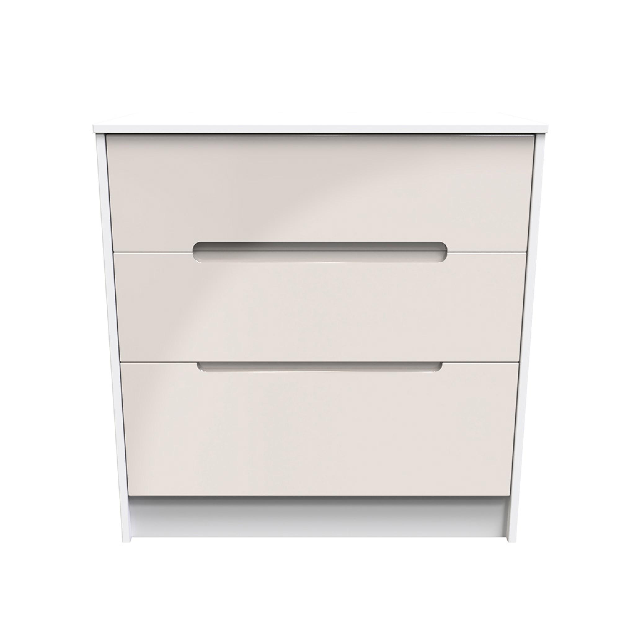 Monaco Chest - Deep - 3 Drawer - Cashmere Gloss and White