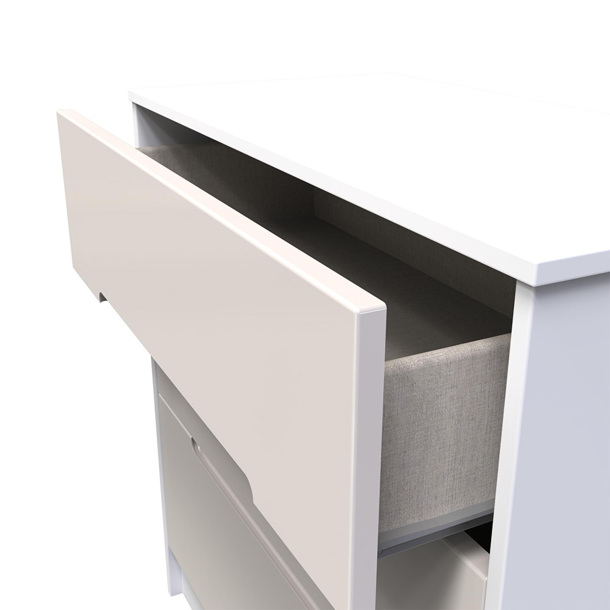 Monaco Chest - Deep - 3 Drawer - Cashmere Gloss and White