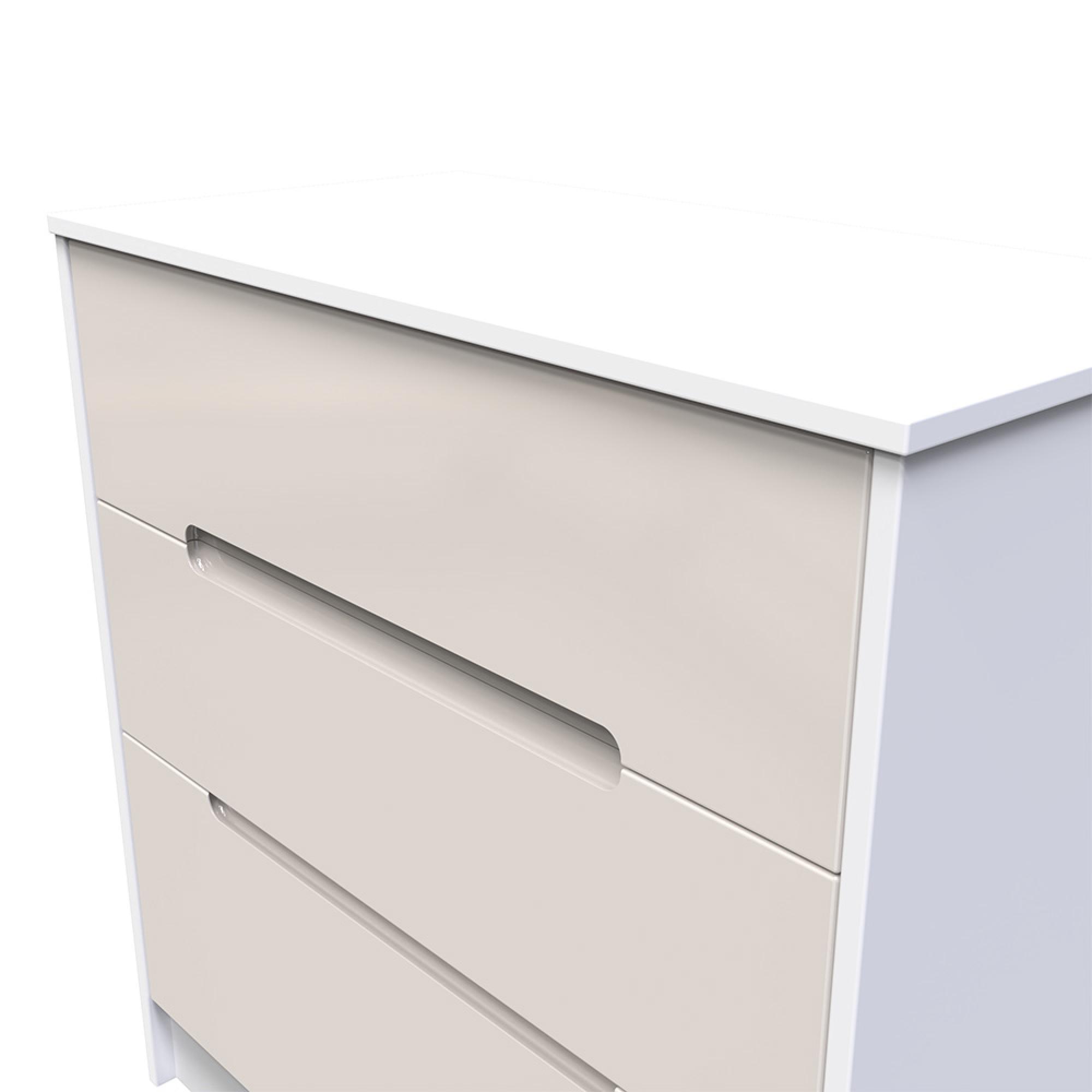 Monaco Chest - Deep - 3 Drawer - Cashmere Gloss and White