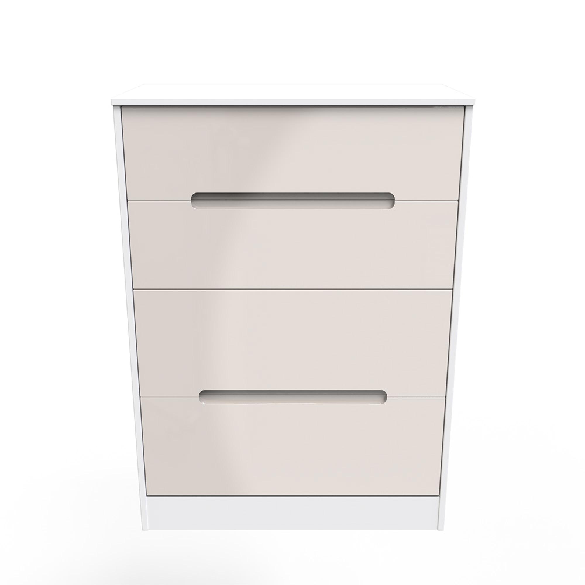 Monaco Chest - Deep - 4 Drawer - Cashmere Gloss and White