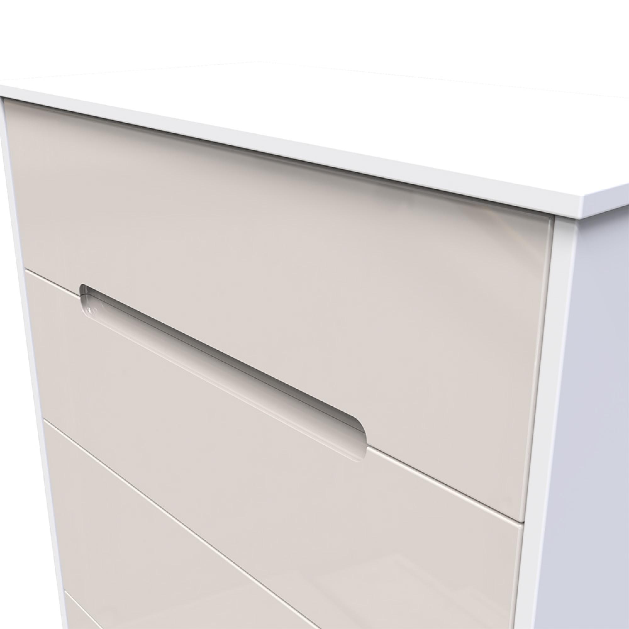 Monaco Chest - Deep - 4 Drawer - Cashmere Gloss and White