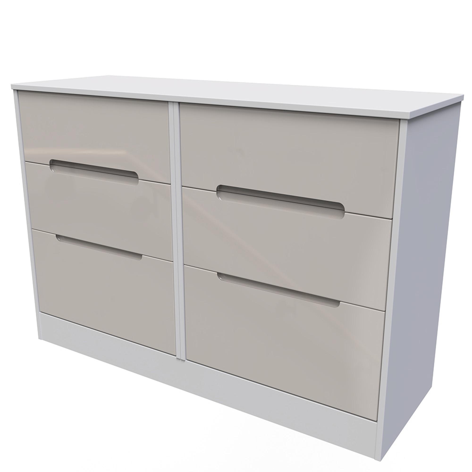 Monaco Chest - Midi - 6 Drawer - Cashmere Gloss and White