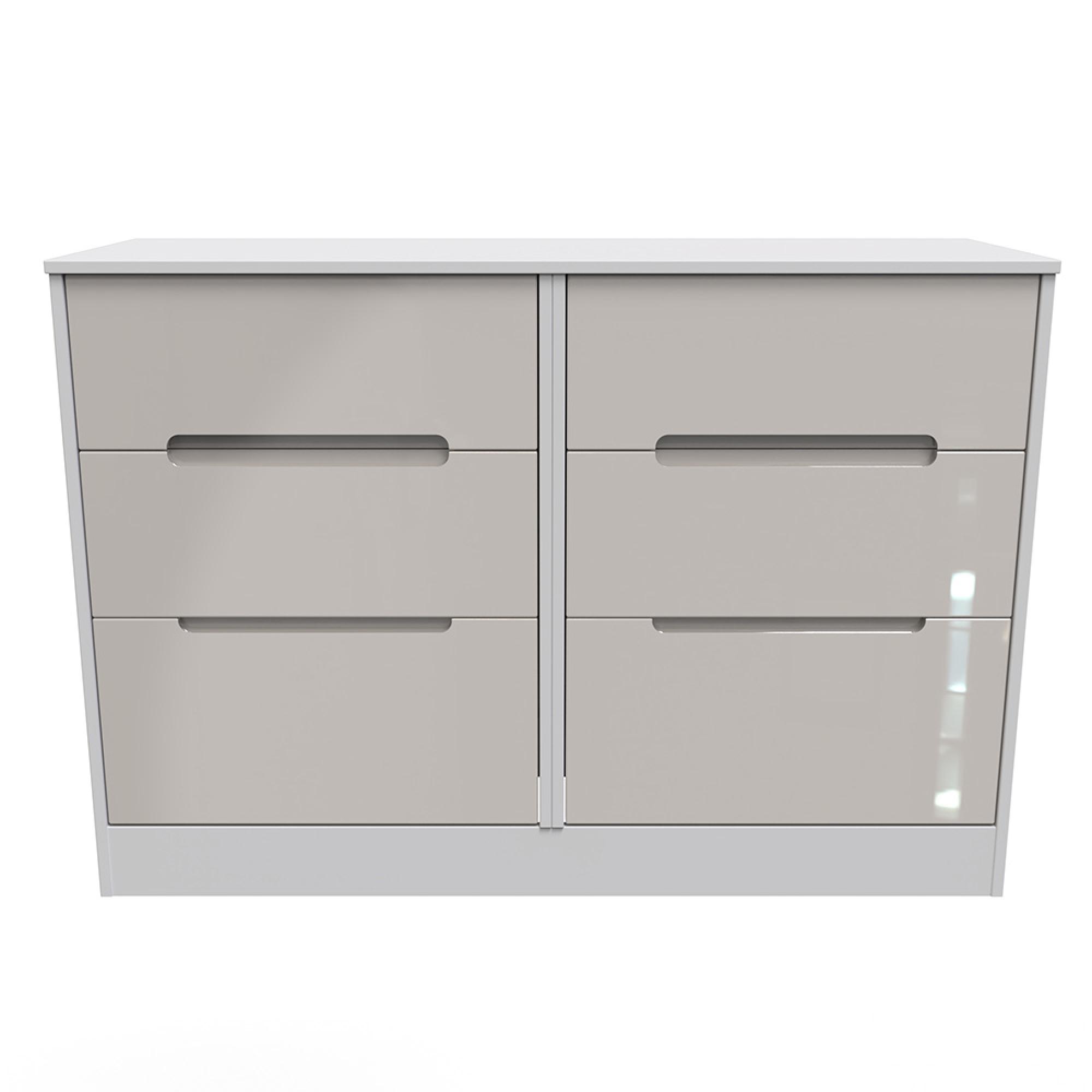 Monaco Chest - Midi - 6 Drawer - Cashmere Gloss and White