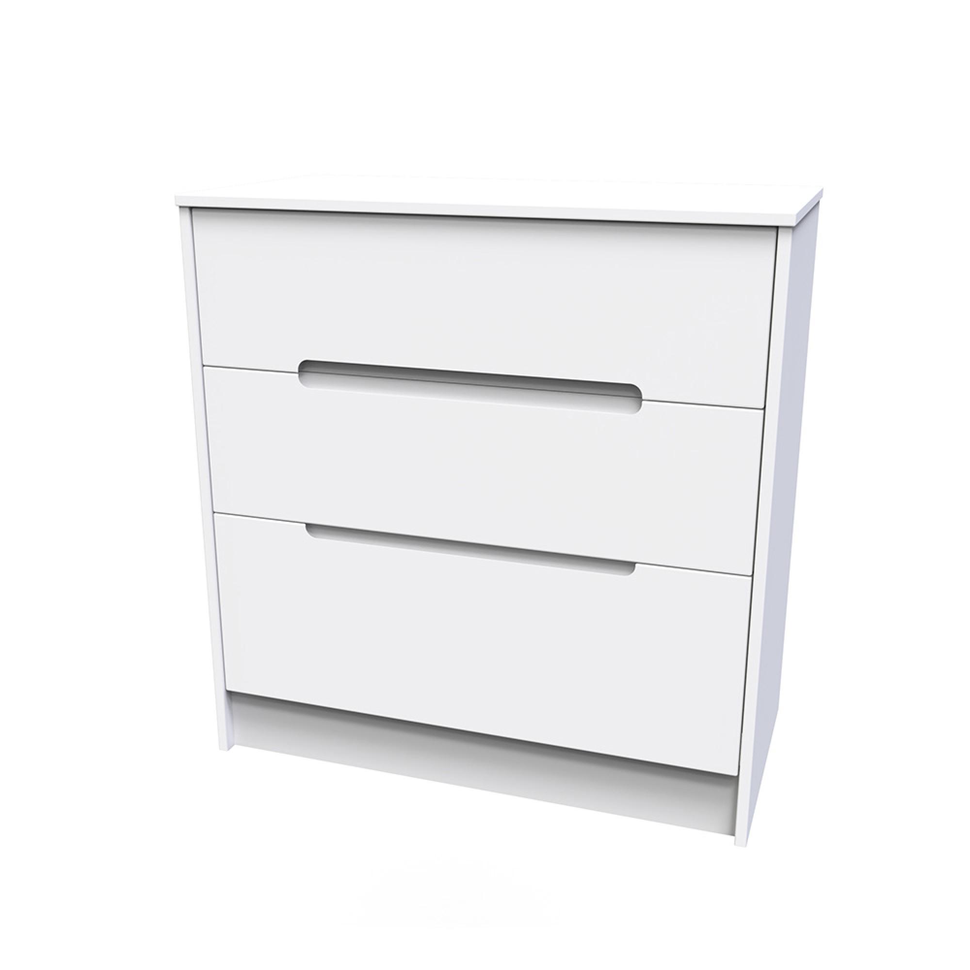 Monaco Chest - Deep - 3 Drawer - White