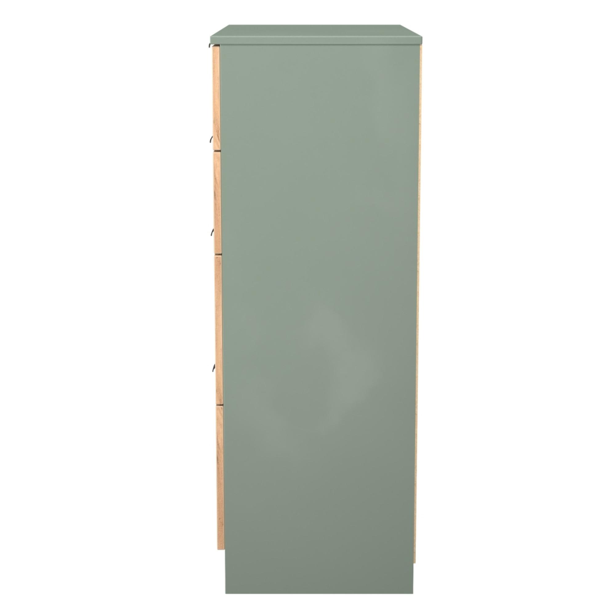 Bora Chest - 4 Drawer - Deep - Gold Craft Oak and Reed Green