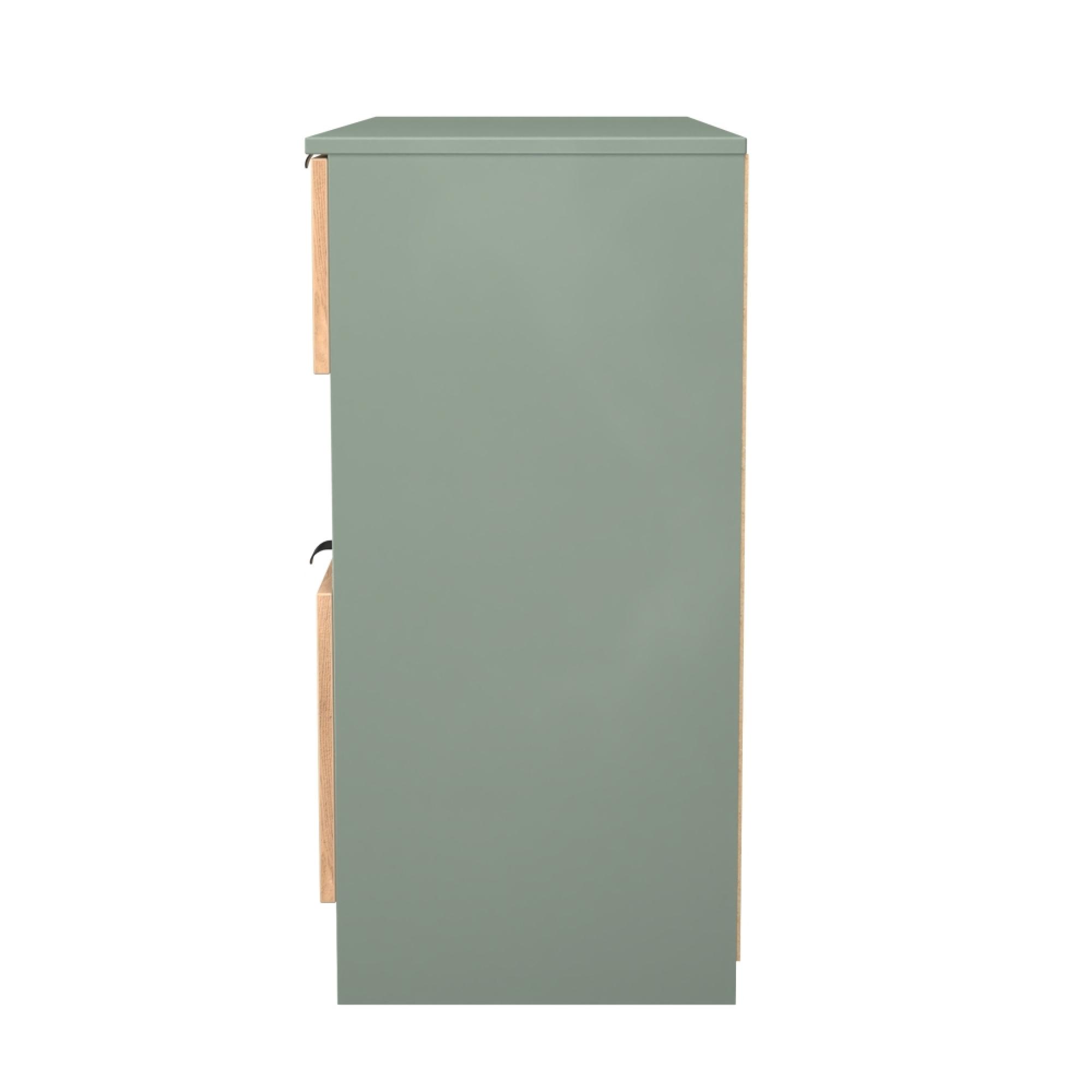 Bora Chest - 4 Drawer - Midi - Gold Craft Oak and Reed Green