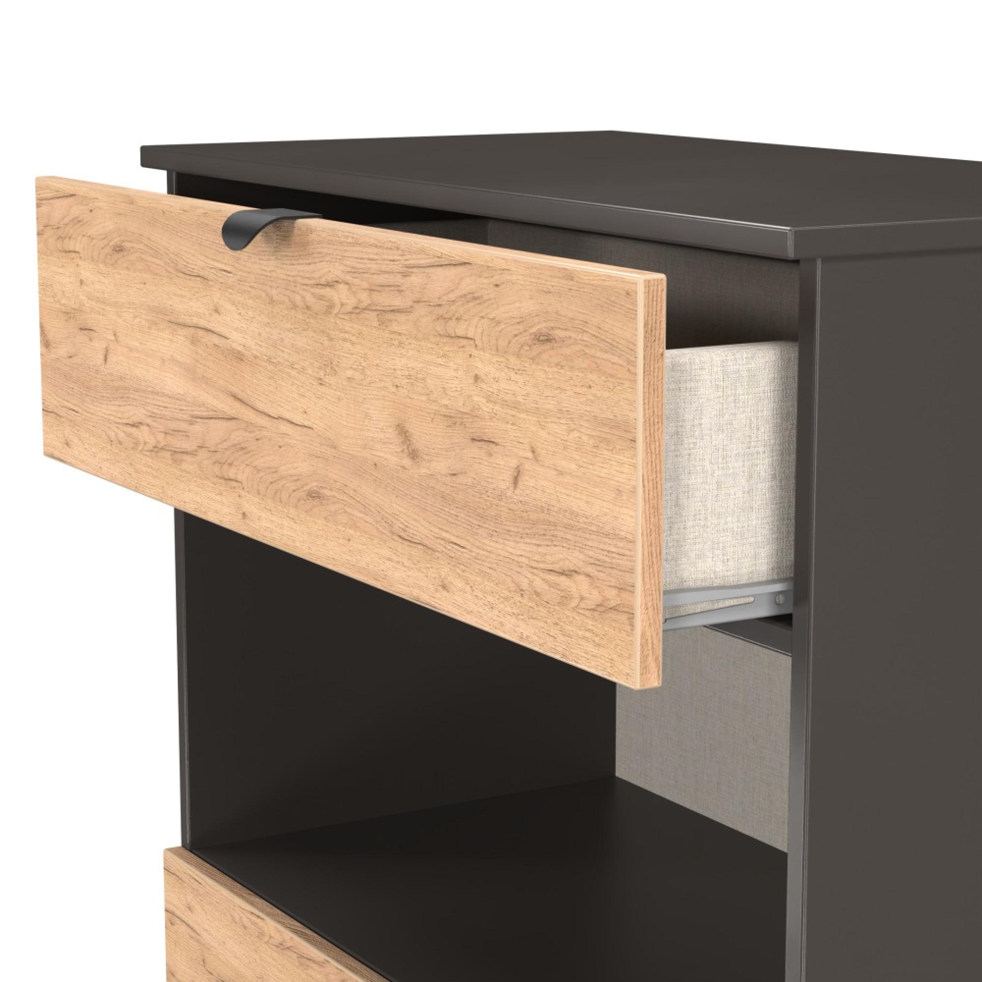 Bora Chest - 2 Drawer - Deep - Gold Craft Oak and Graphite