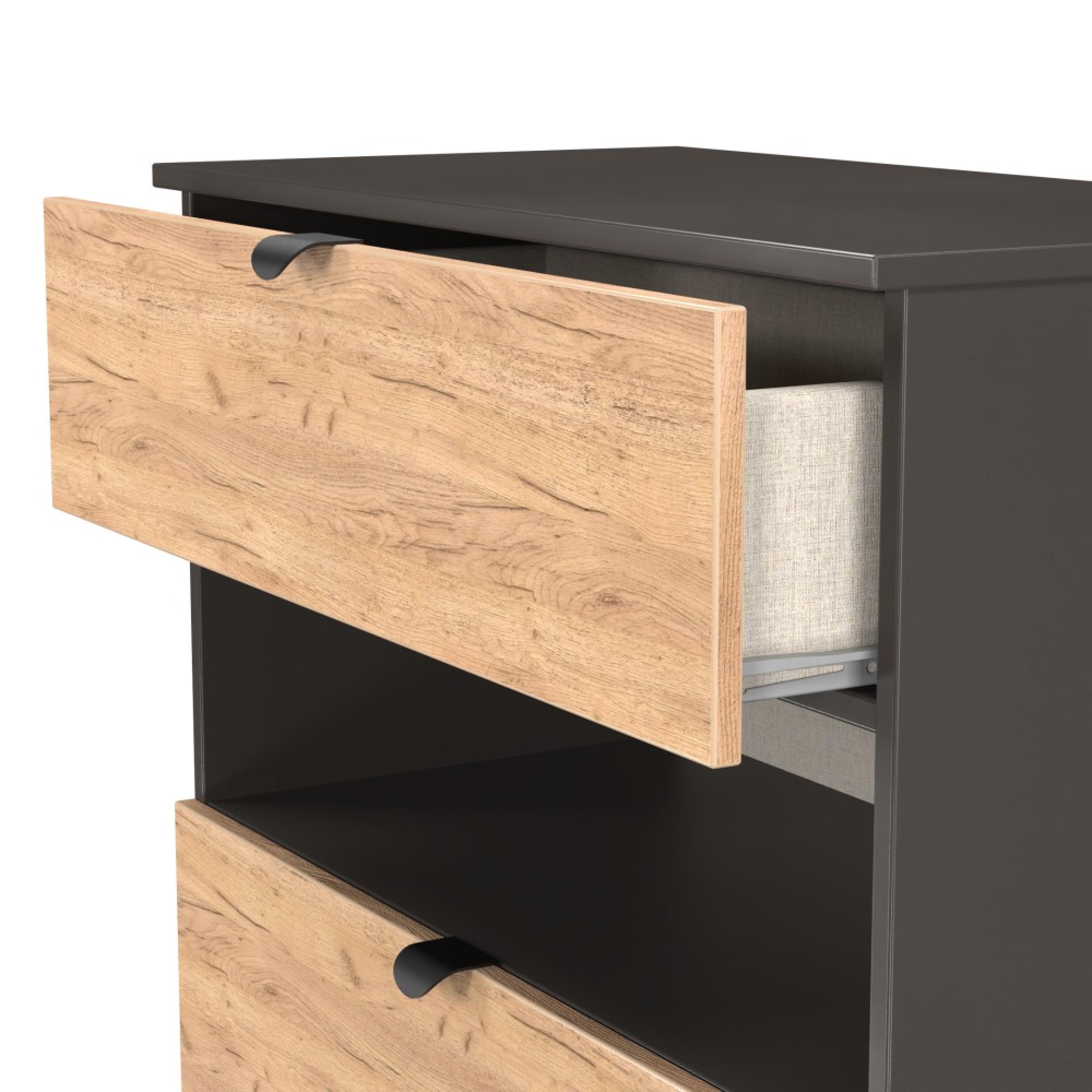 Bora Chest - 3 Drawer - Deep - Gold Craft Oak and Graphite