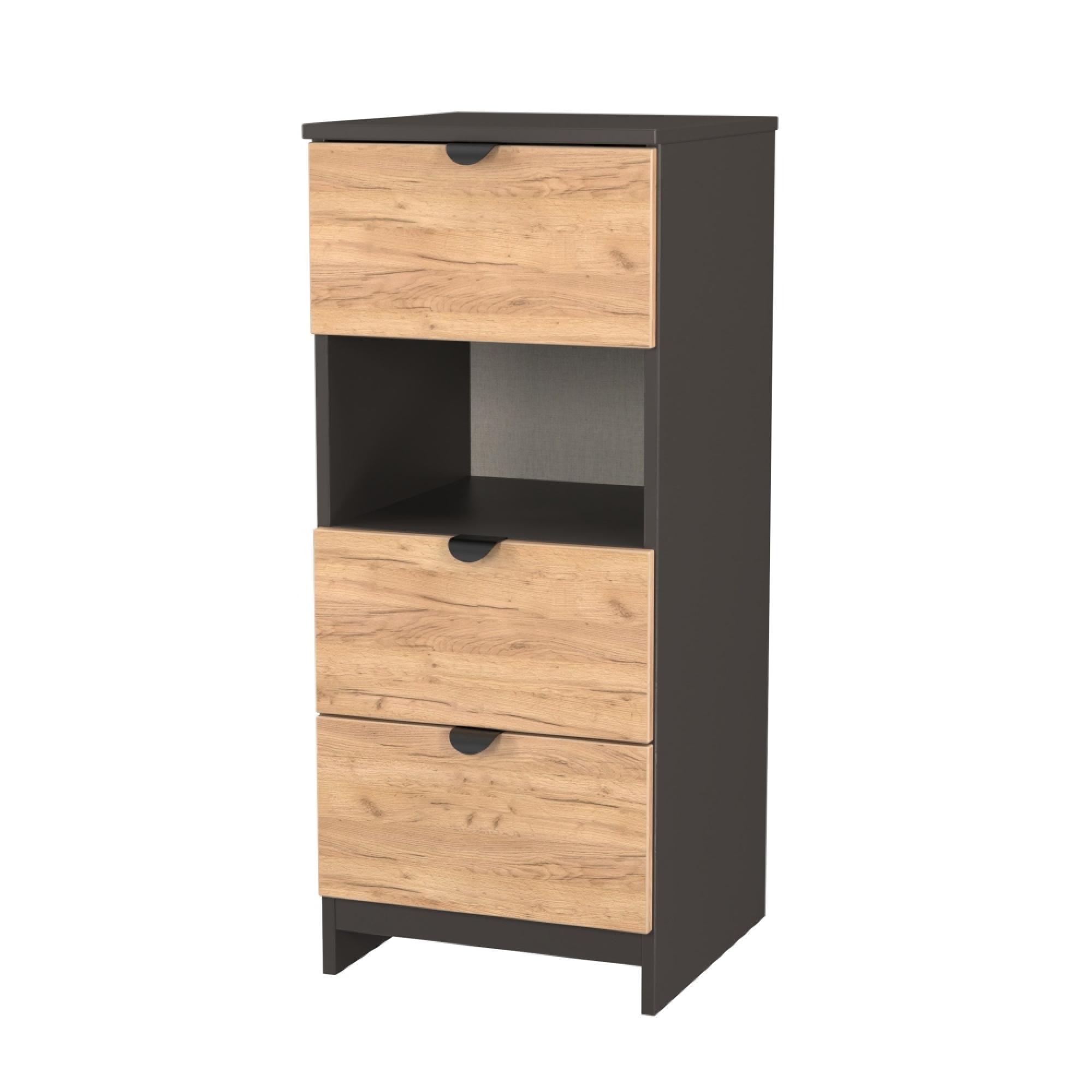 Bora Chest - 3 Drawer - Gold Craft Oak and Graphite