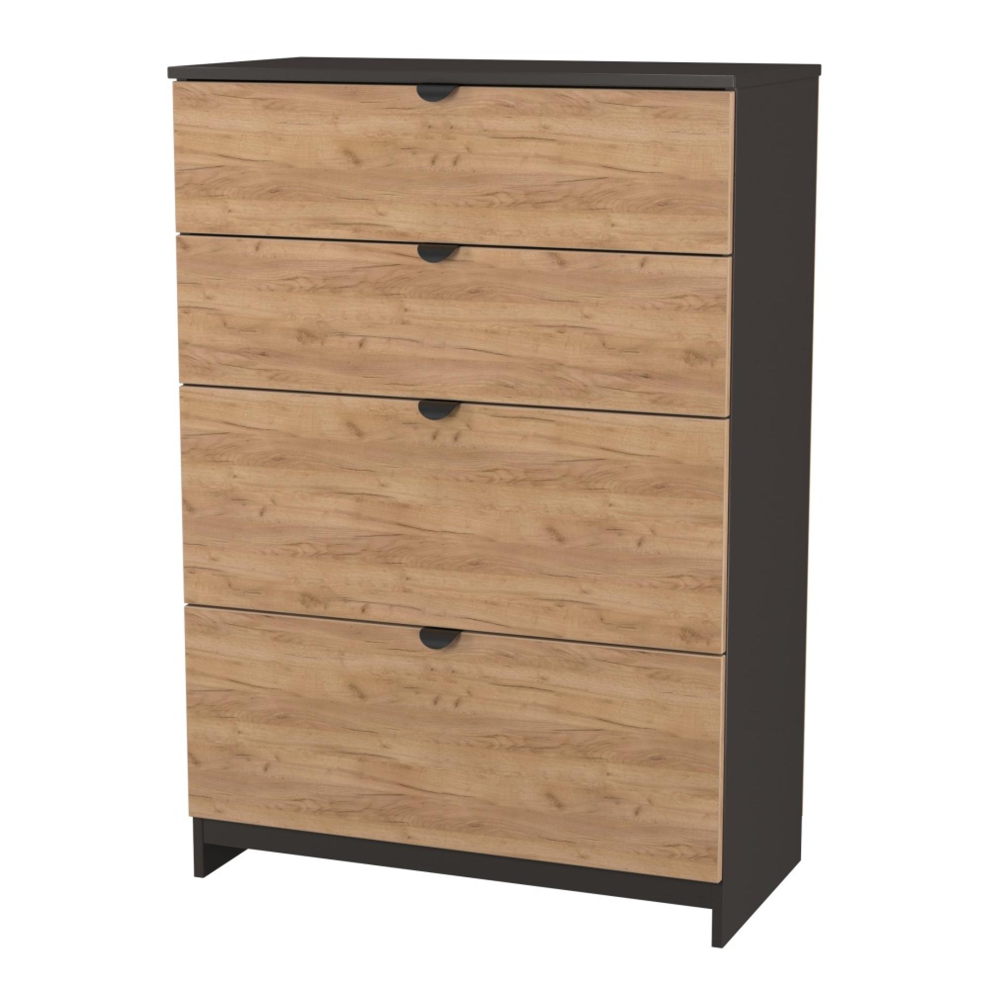 Bora Chest - 4 Drawer - Deep - Gold Craft Oak and Graphite