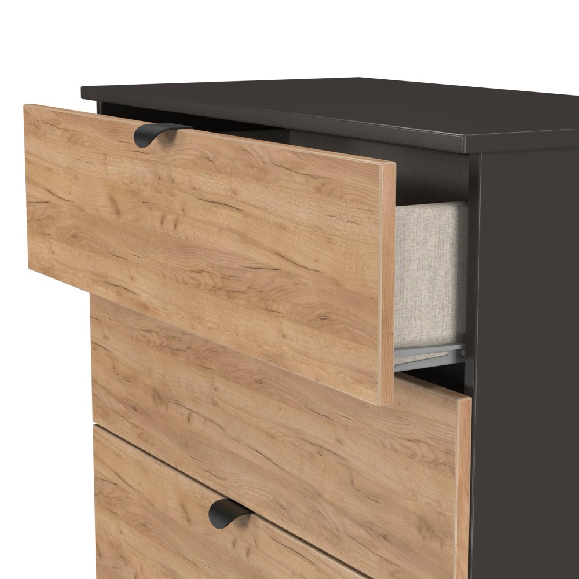 Bora Chest - 4 Drawer - Deep - Gold Craft Oak and Graphite