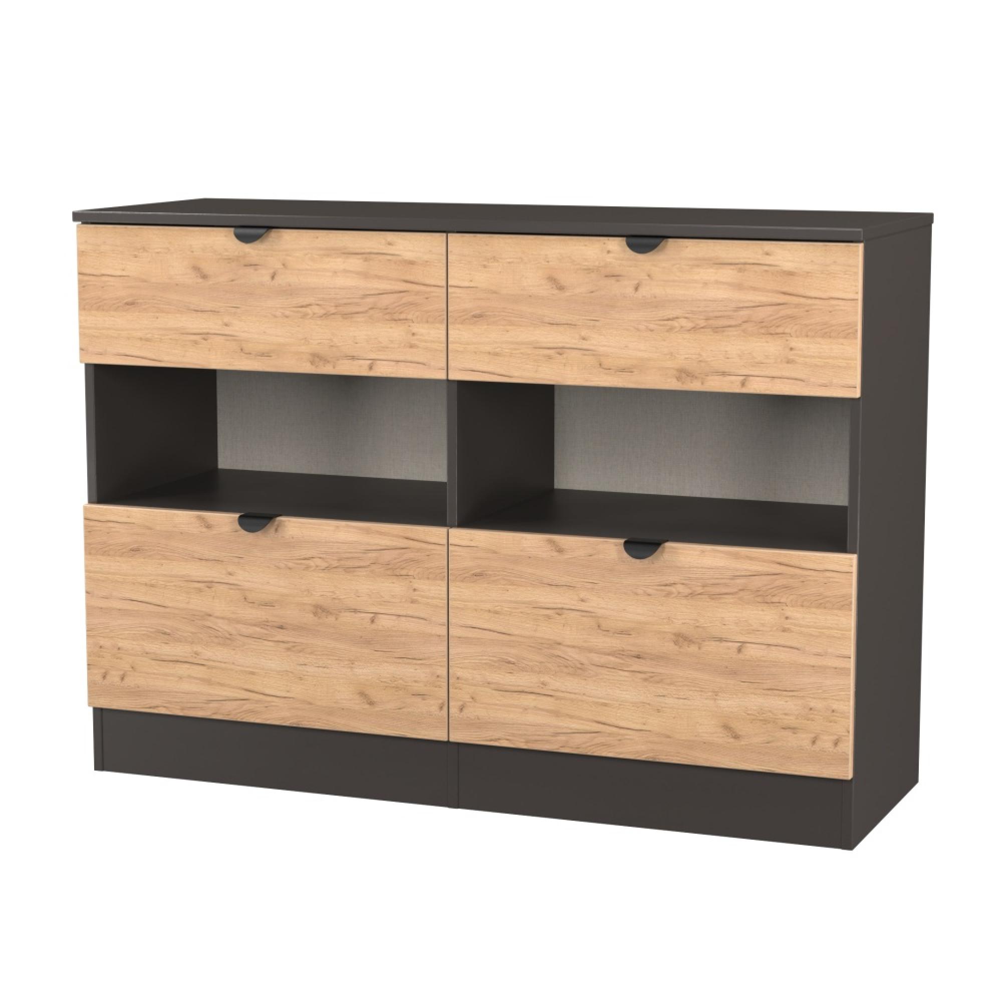 Bora Chest - 4 Drawer - Midi - Gold Craft Oak and Graphite