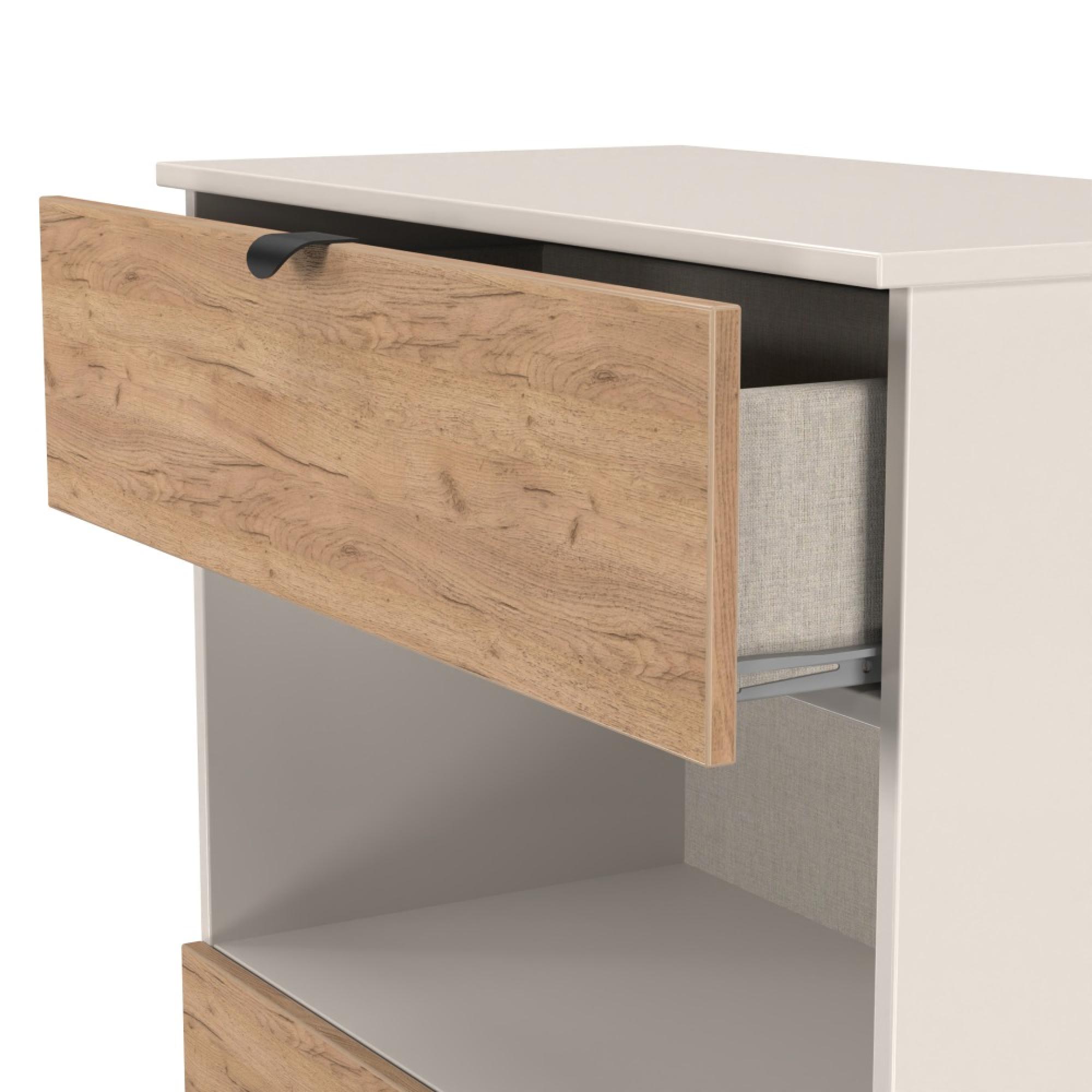 Bora Chest - 2 Drawer - Open Shelf - Deep - Gold Craft Oak and Kashmir Matt