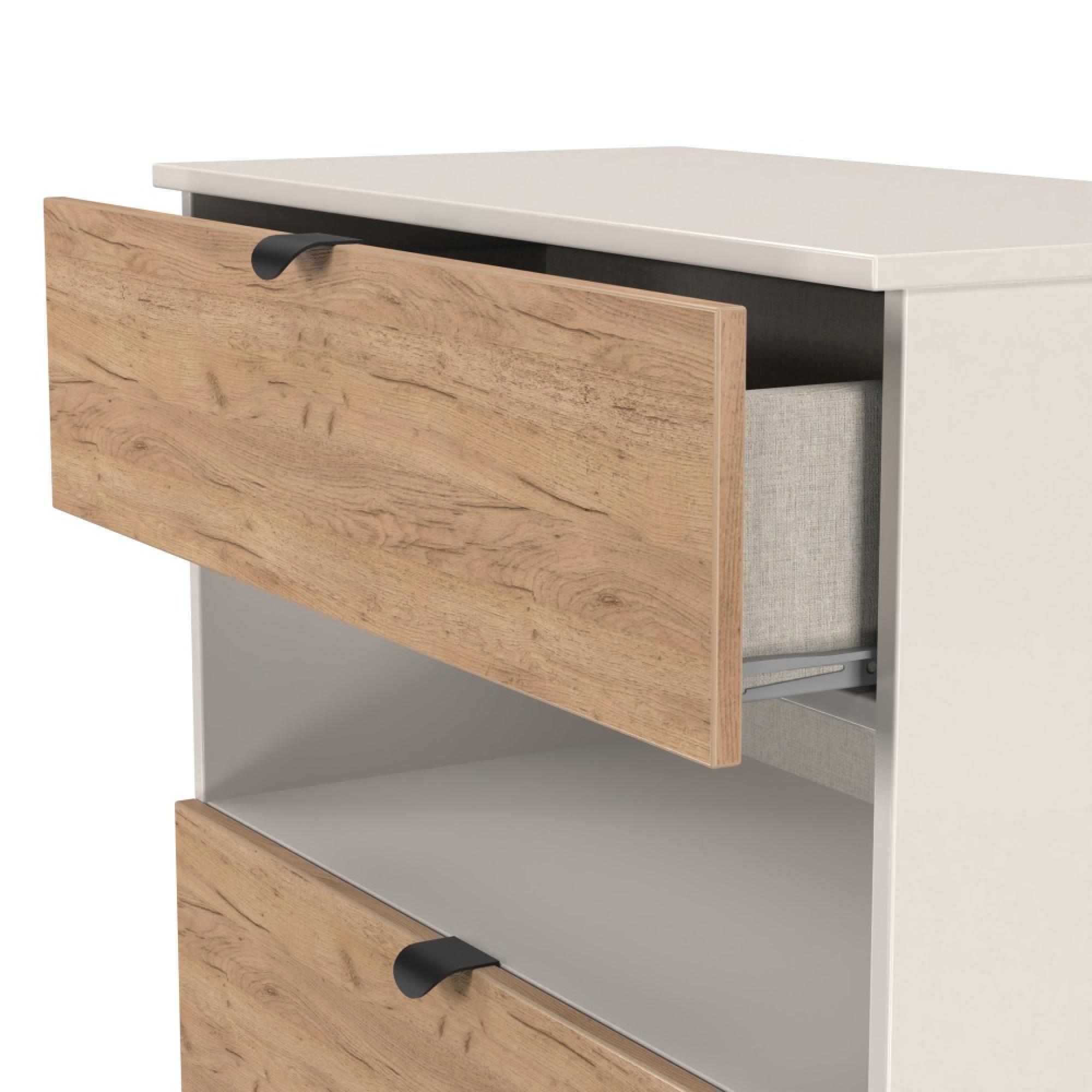 Bora Chest - 3 Drawer - Open Shelf - Deep - Gold Craft Oak and Kashmir Matt