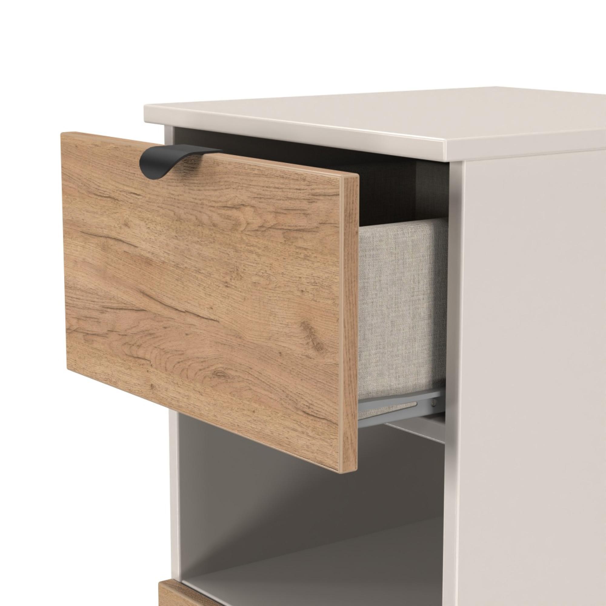 Bora Chest - 3 Drawer - Open Shelf - Gold Craft Oak and Kashmir Matt