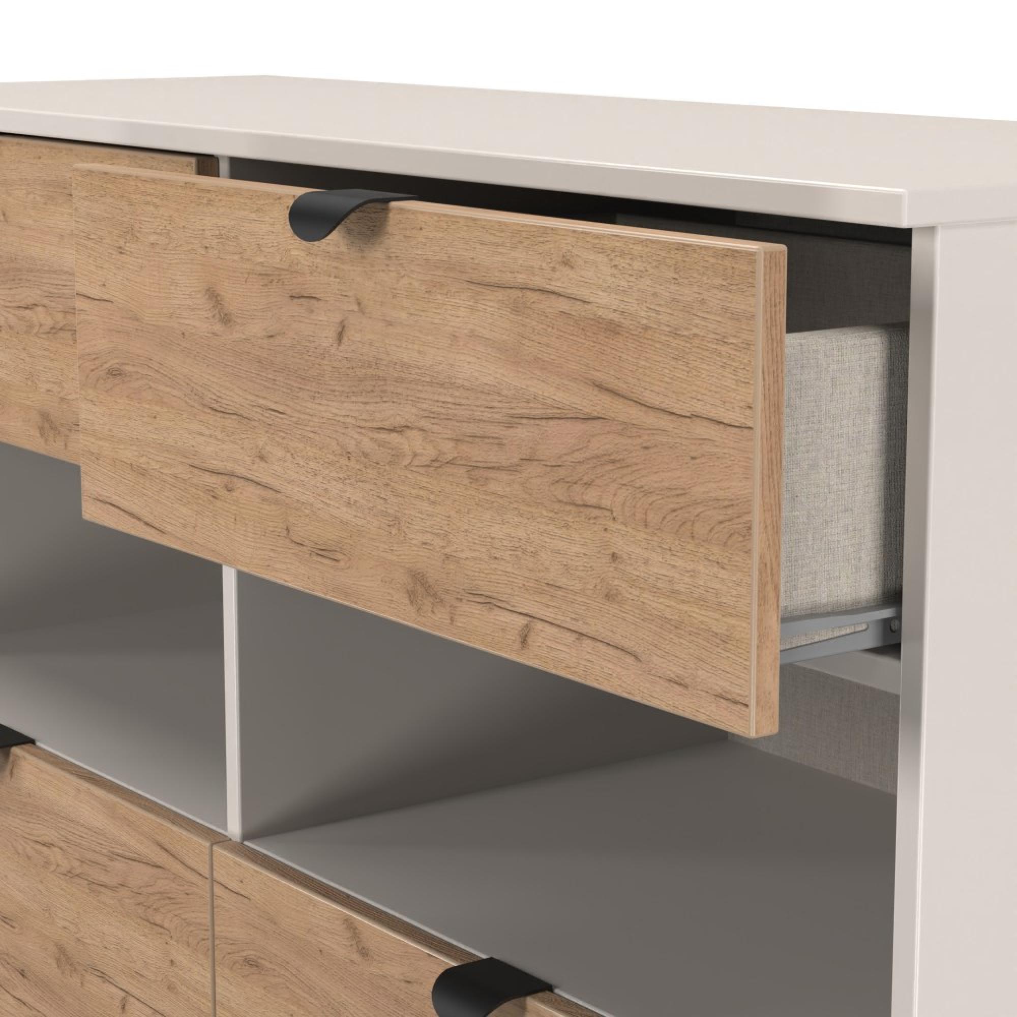 Bora Chest - 4 Drawer - Open Shelf - Midi - Gold Craft Oak and Kashmir Matt