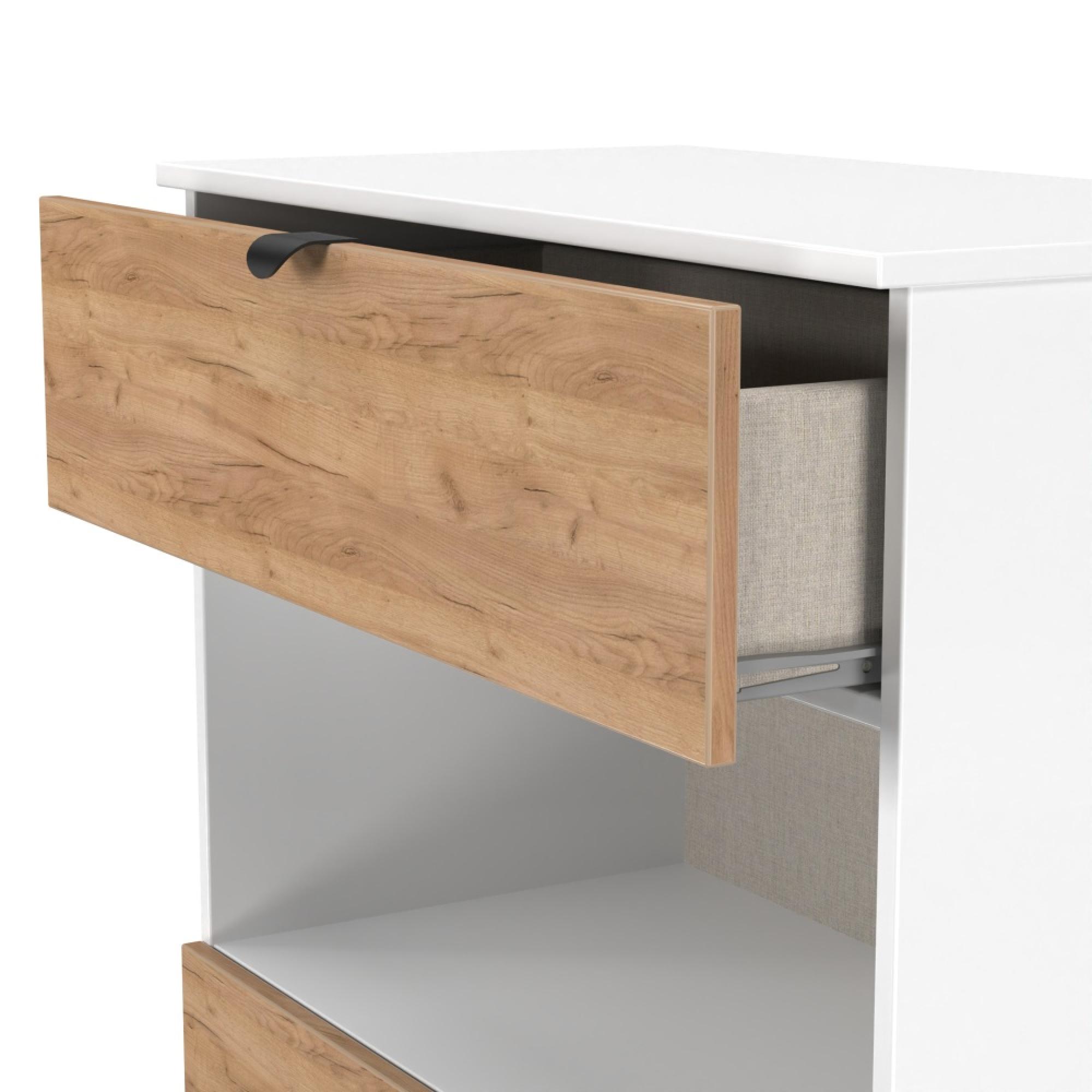 Bora Chest - 2 Drawer - Open Shelf - Deep - Gold Craft Oak and White Matt