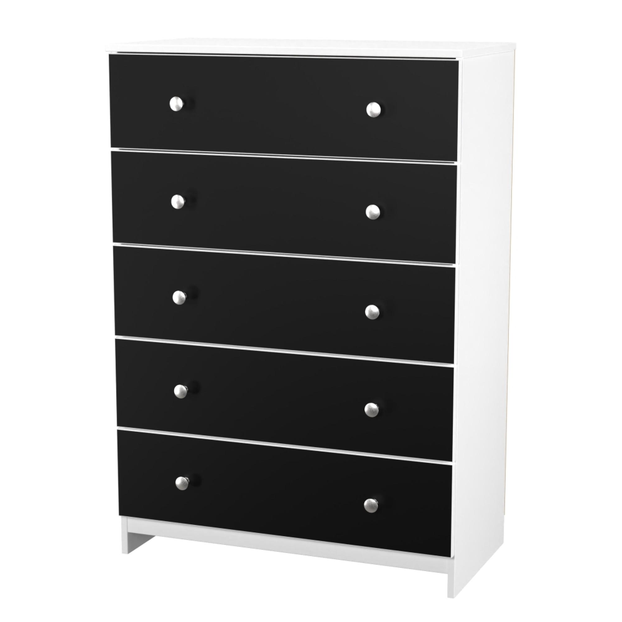 Yarmouth Chest - 5 Drawer - Wide - Black Matt and White Matt
