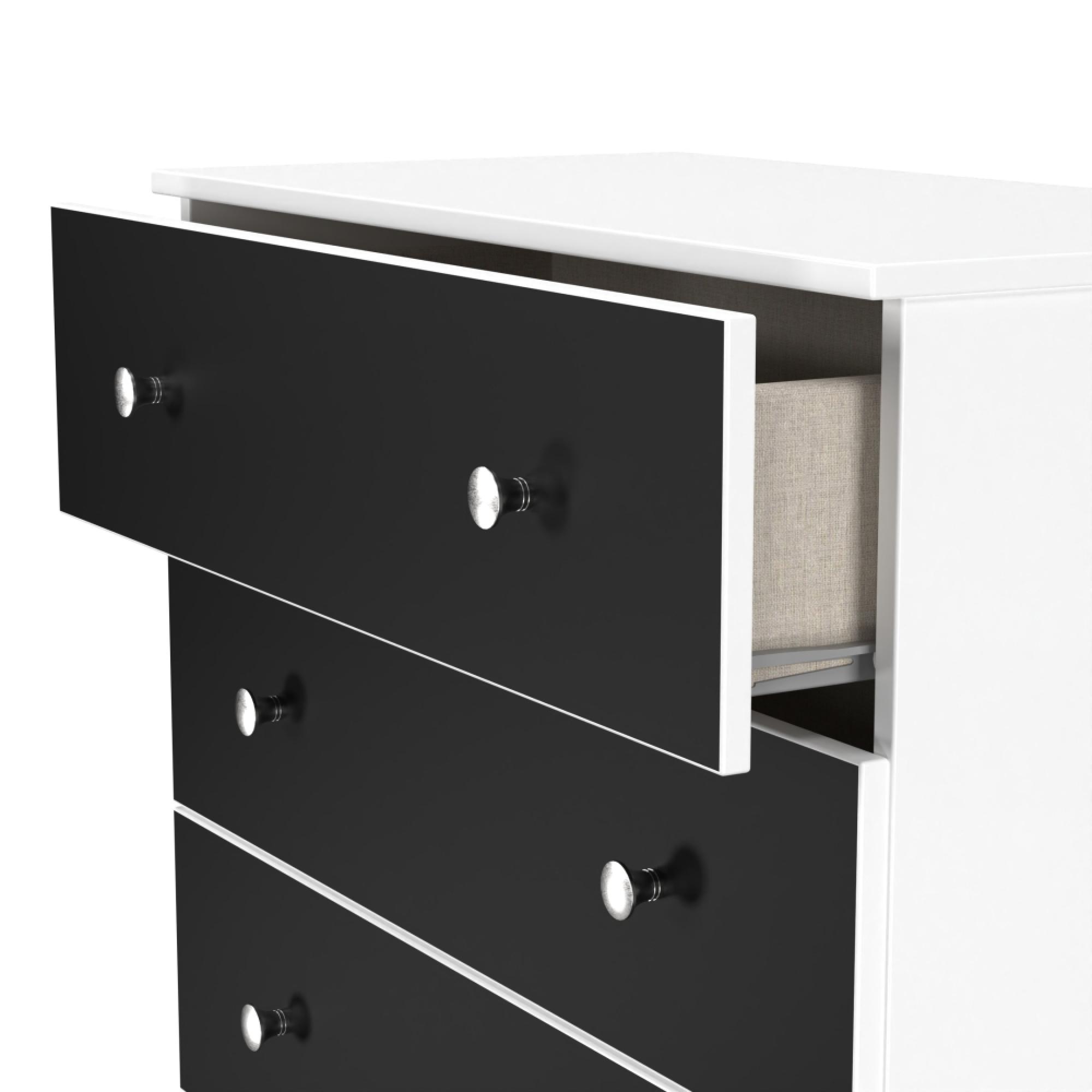 Yarmouth Chest - 5 Drawer - Wide - Black Matt and White Matt